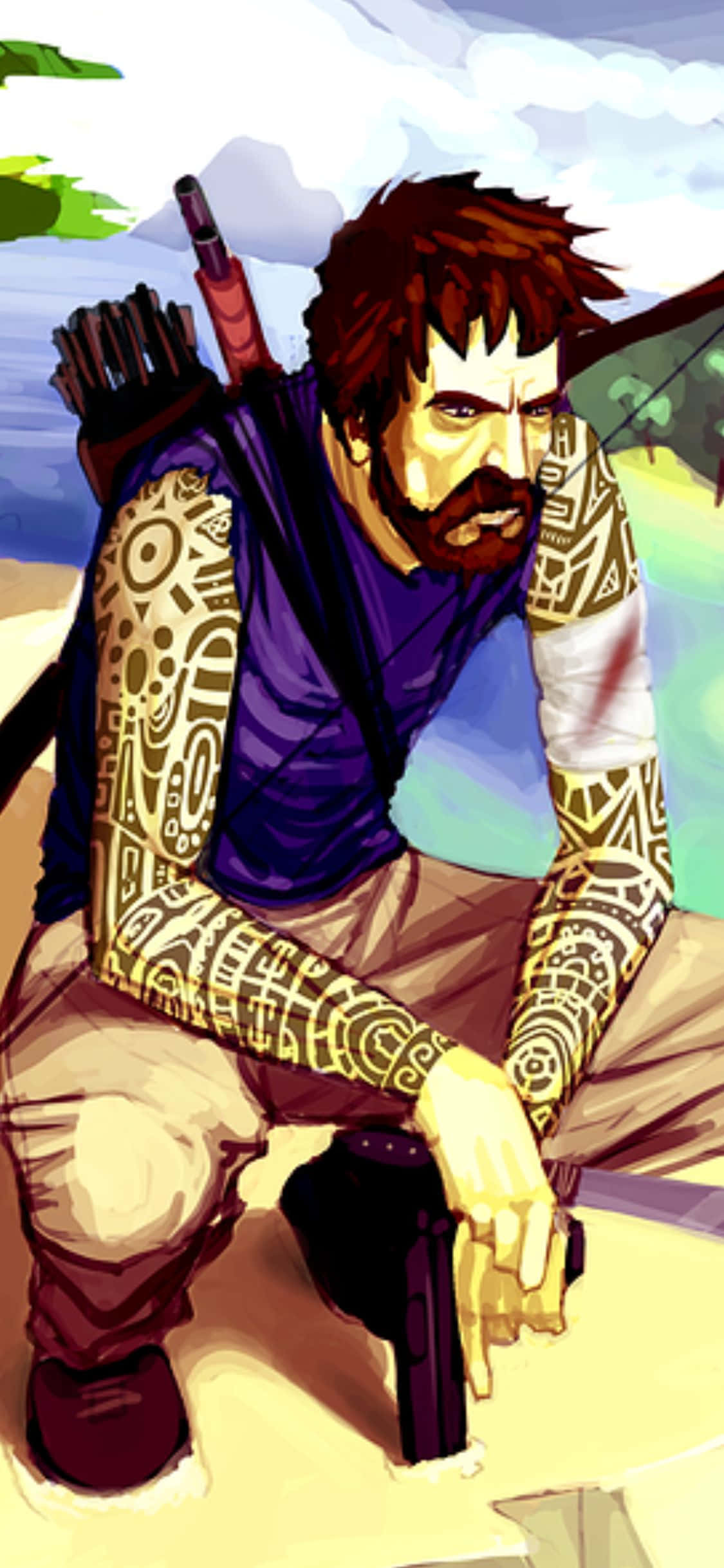 iPhone X Far Cry 3 Джейсон Броуди на пляже Background Шпалери