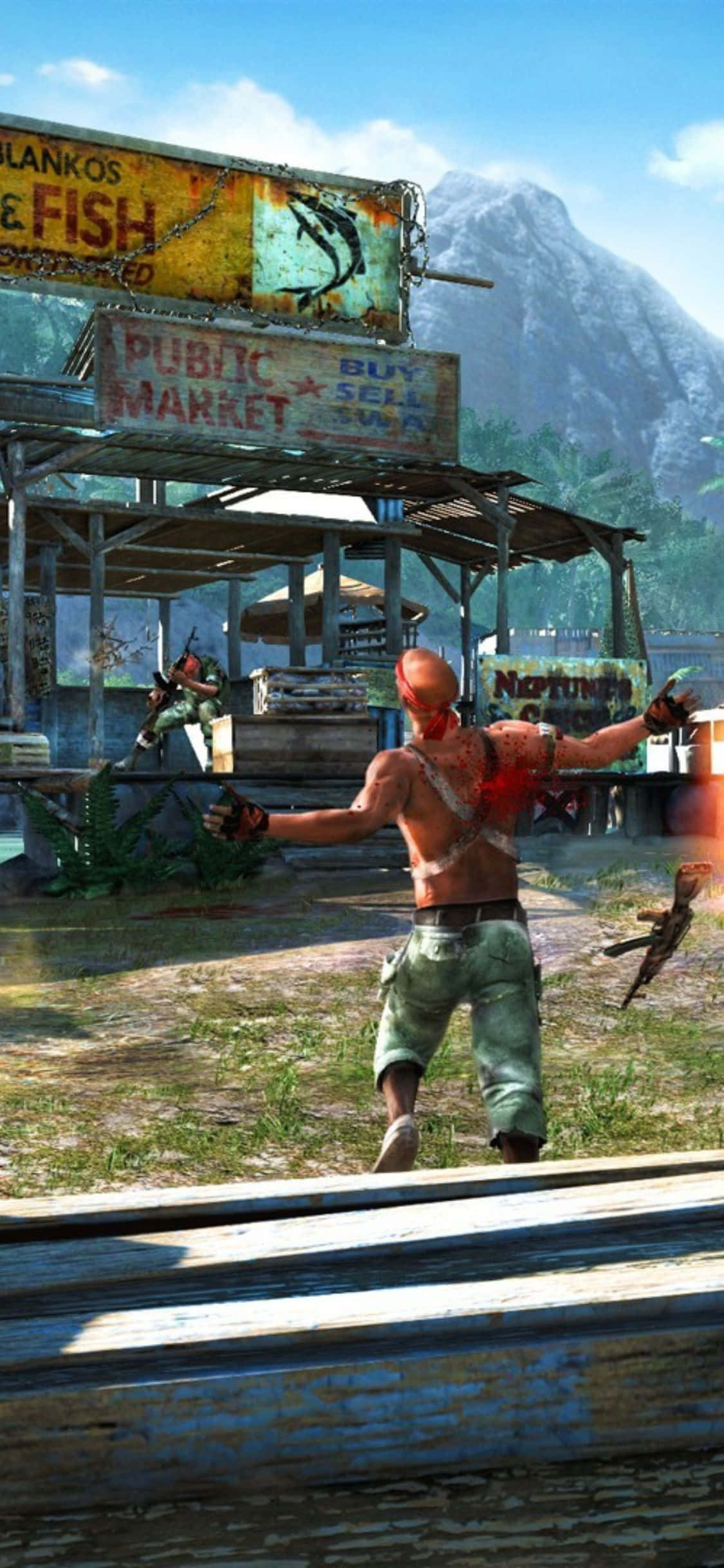 iPhone X Far Cry 3 Gun Shot Man Background Шпалери