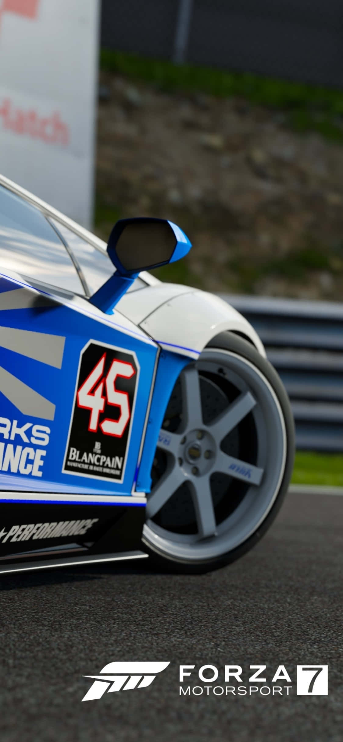 Белый и синий автомобиль iPhone X Forza Motorsport 7 Background Шпалери