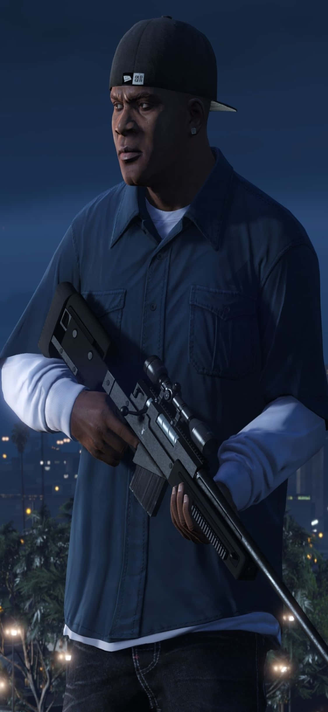Фон iPhone X Grand Theft Auto V Франклін і зброя Шпалери
