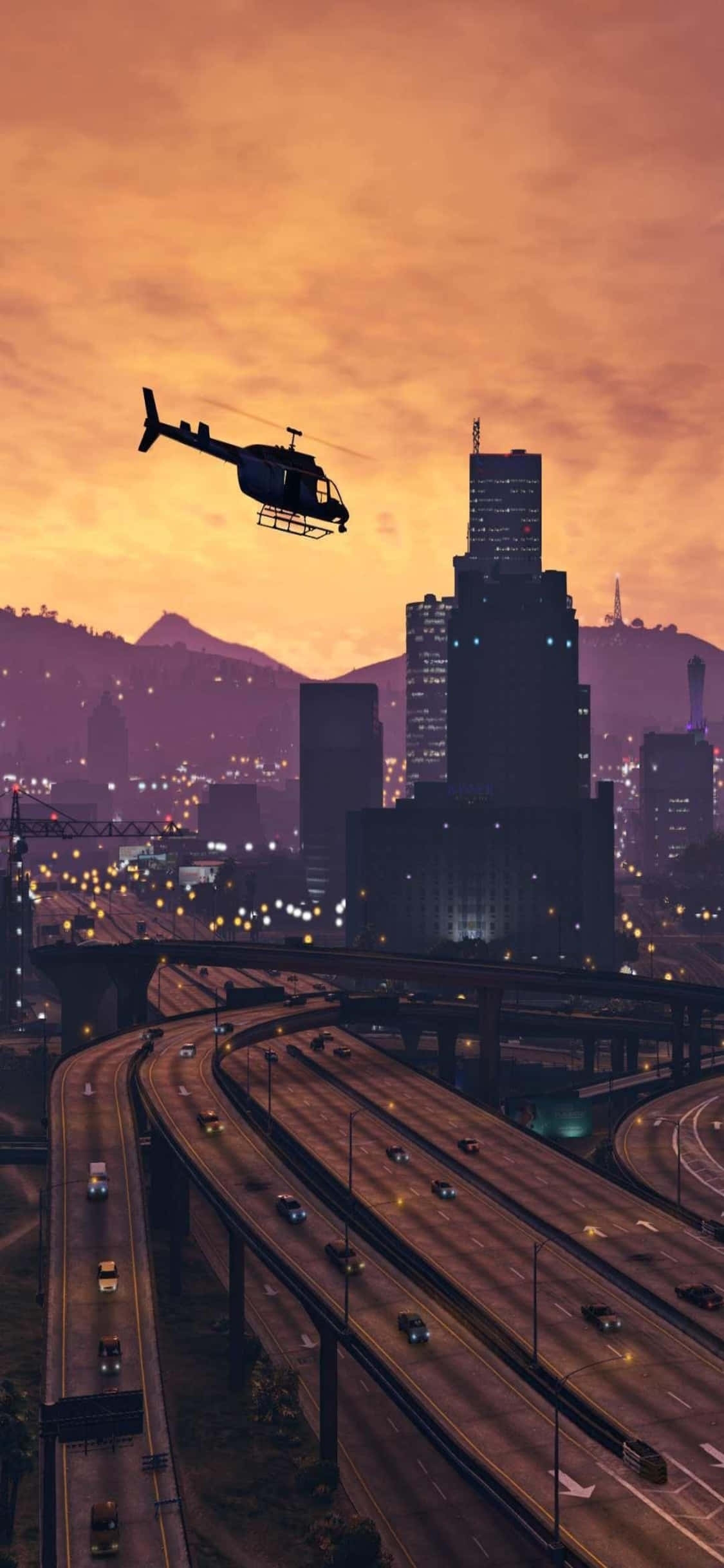 Фон iPhone X Grand Theft Auto V и вертолет Шпалери