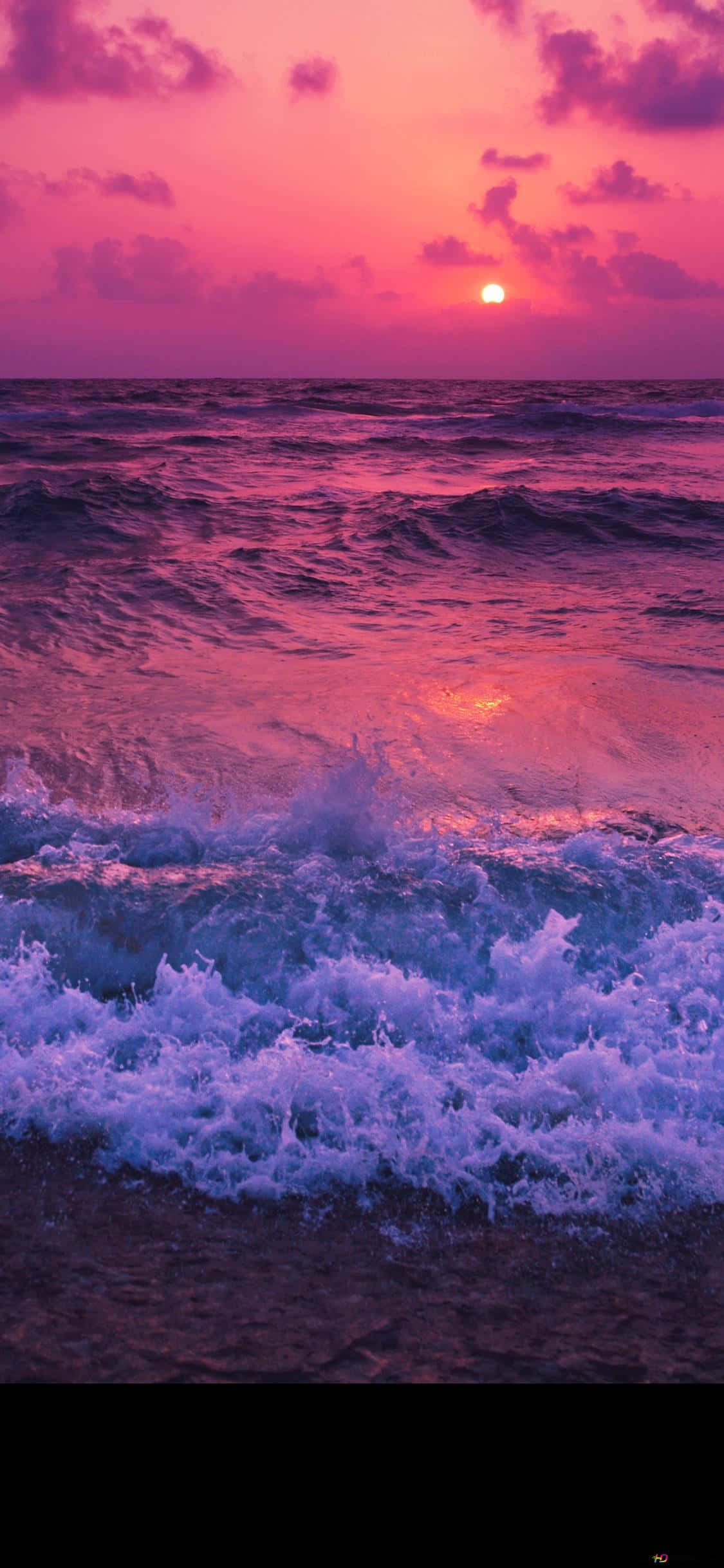 iPhone X Malibu Background Red Sunset & Wave Шпалери
