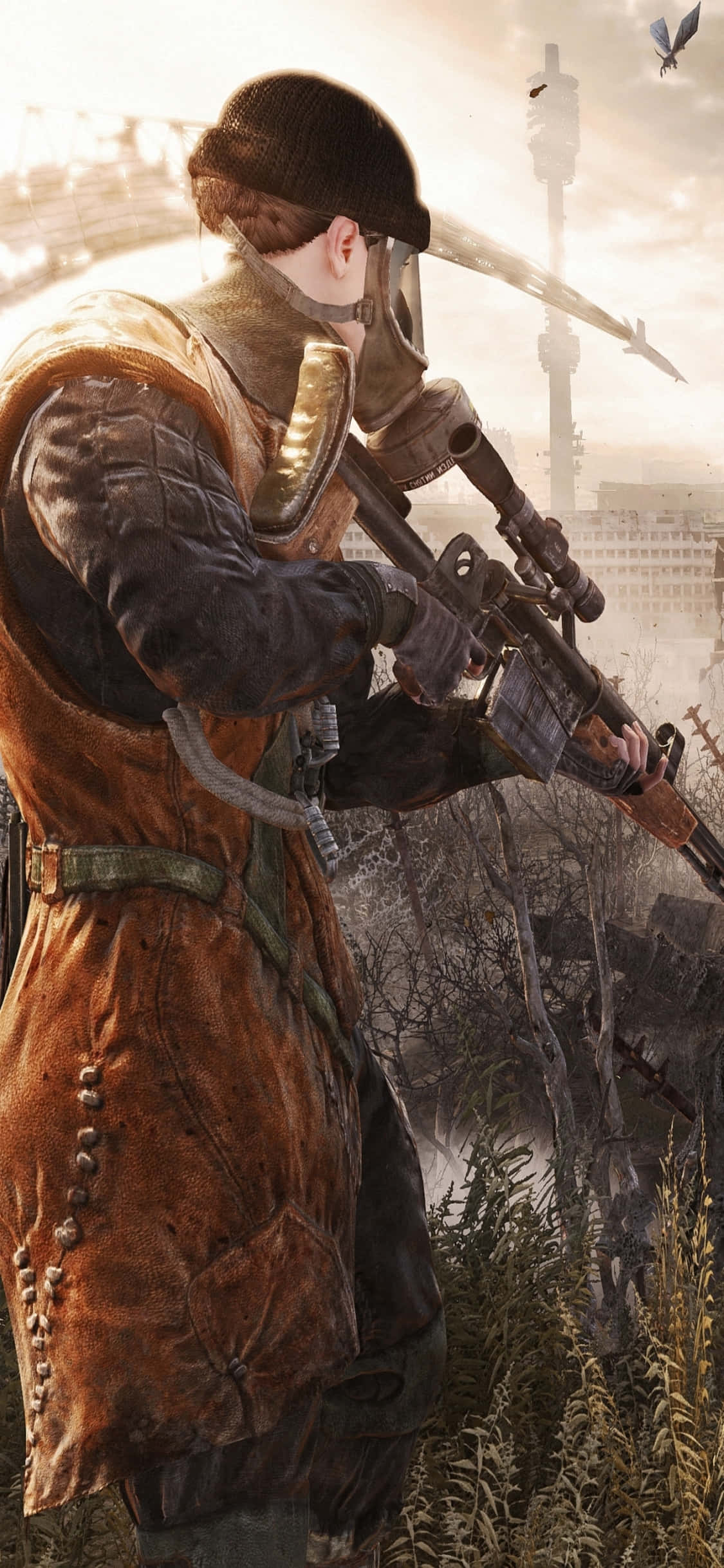 Вид сзади охотника iPhone X Metro Last Light фон Шпалери