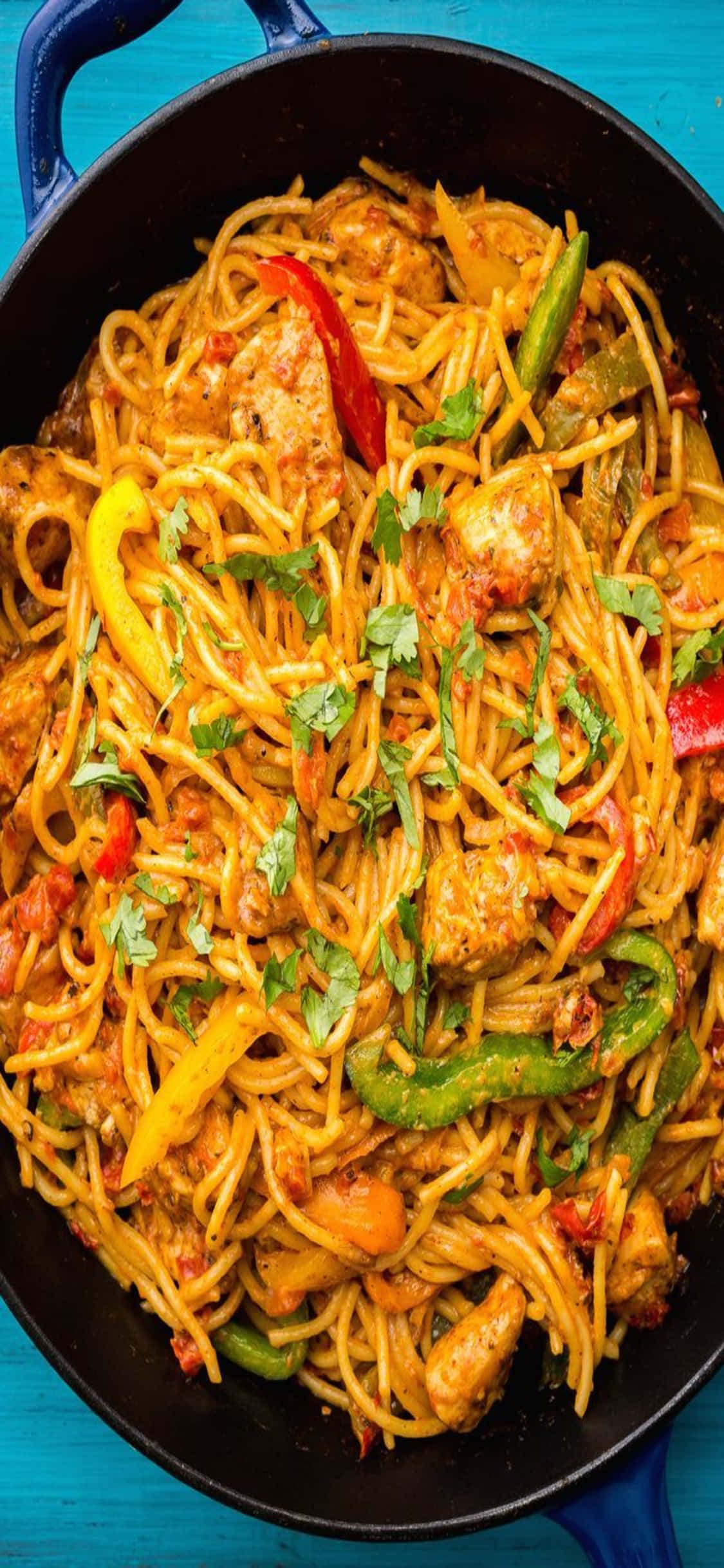 Мексиканская курица с пастой iPhone X фон з пастою Шпалери