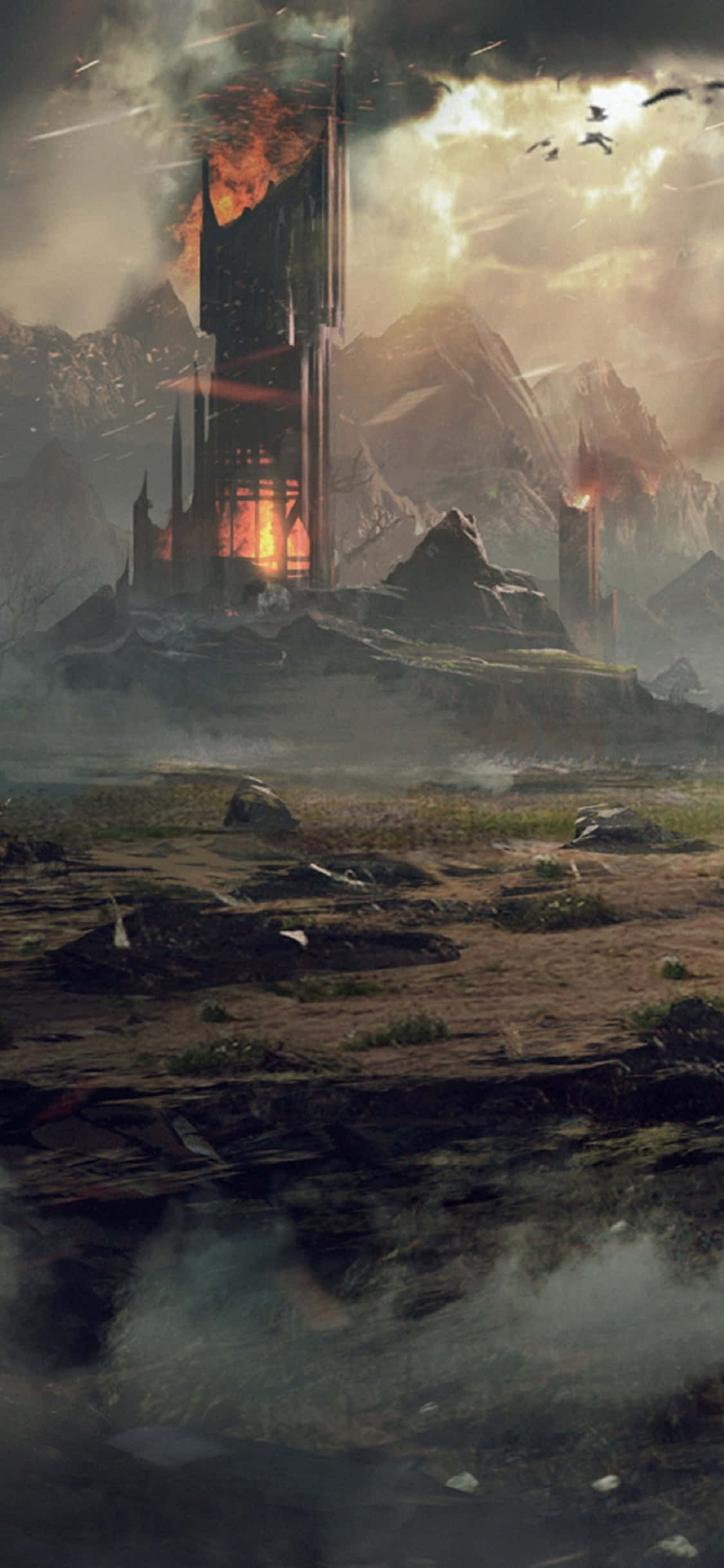 Фон iPhone X Shadow Of Mordor Замок Шпалери