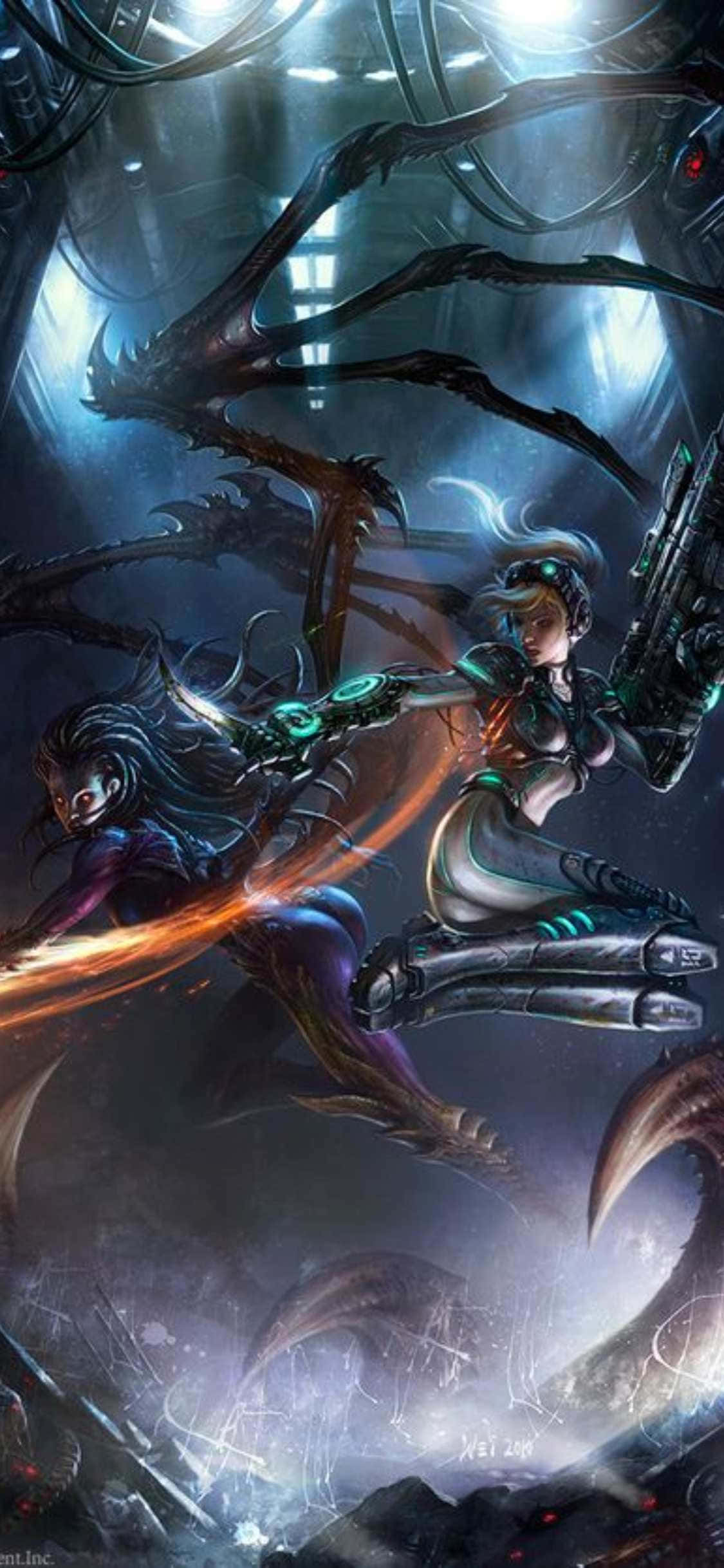 Фон iPhone X StarCraft II с Сарой и Новой Шпалери