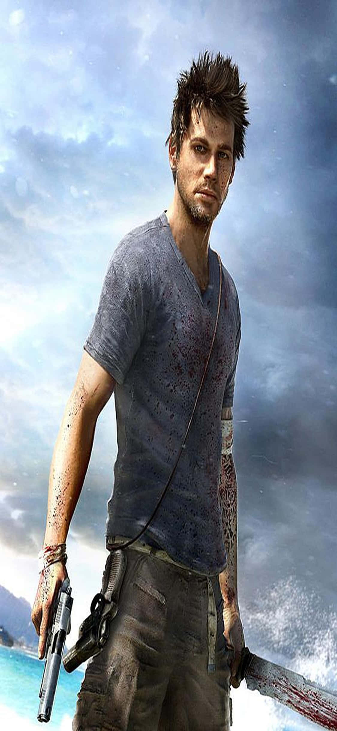 iPhone X фон Far Cry 3 Джейсон Броуди с мачете Шпалери