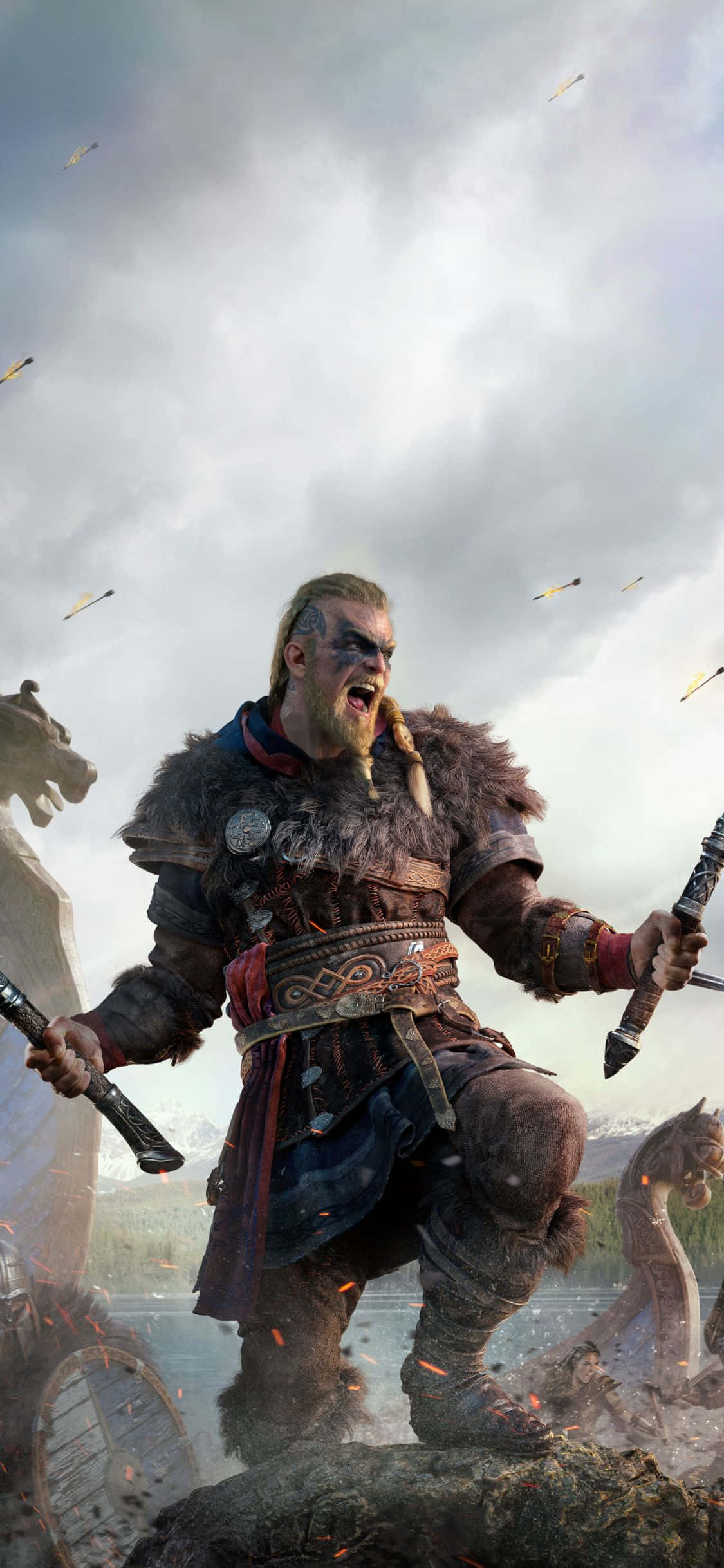 iPhone Xs Assassin's Creed Valhalla Кричащий Эйвор фон Шпалери