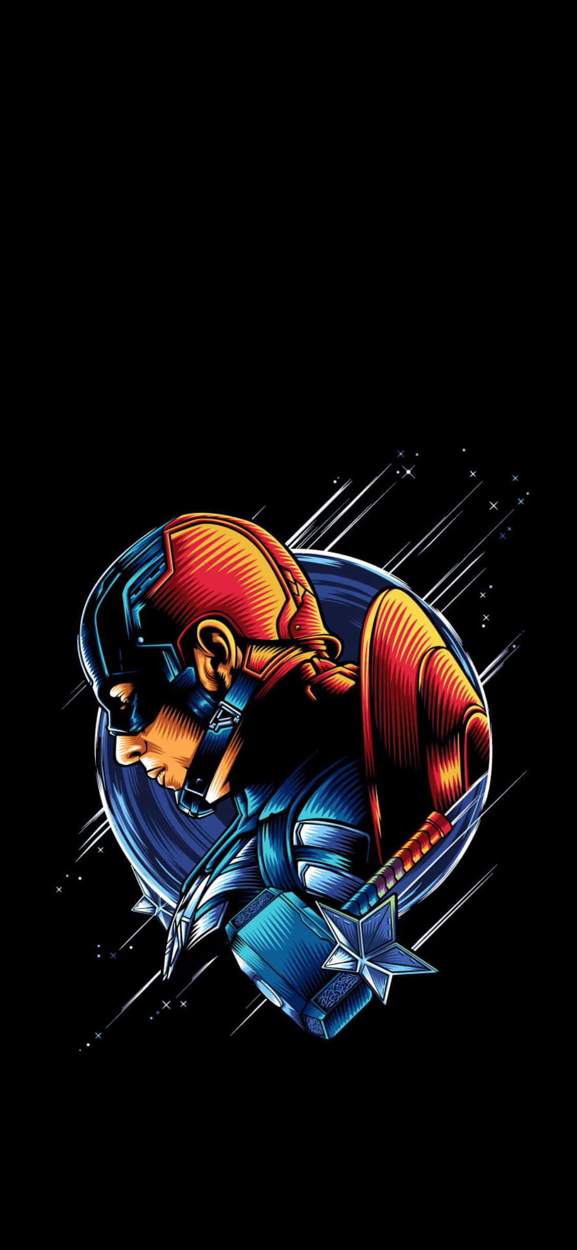 iPhone XS Avengers Background Captain America Digital Art Шпалери