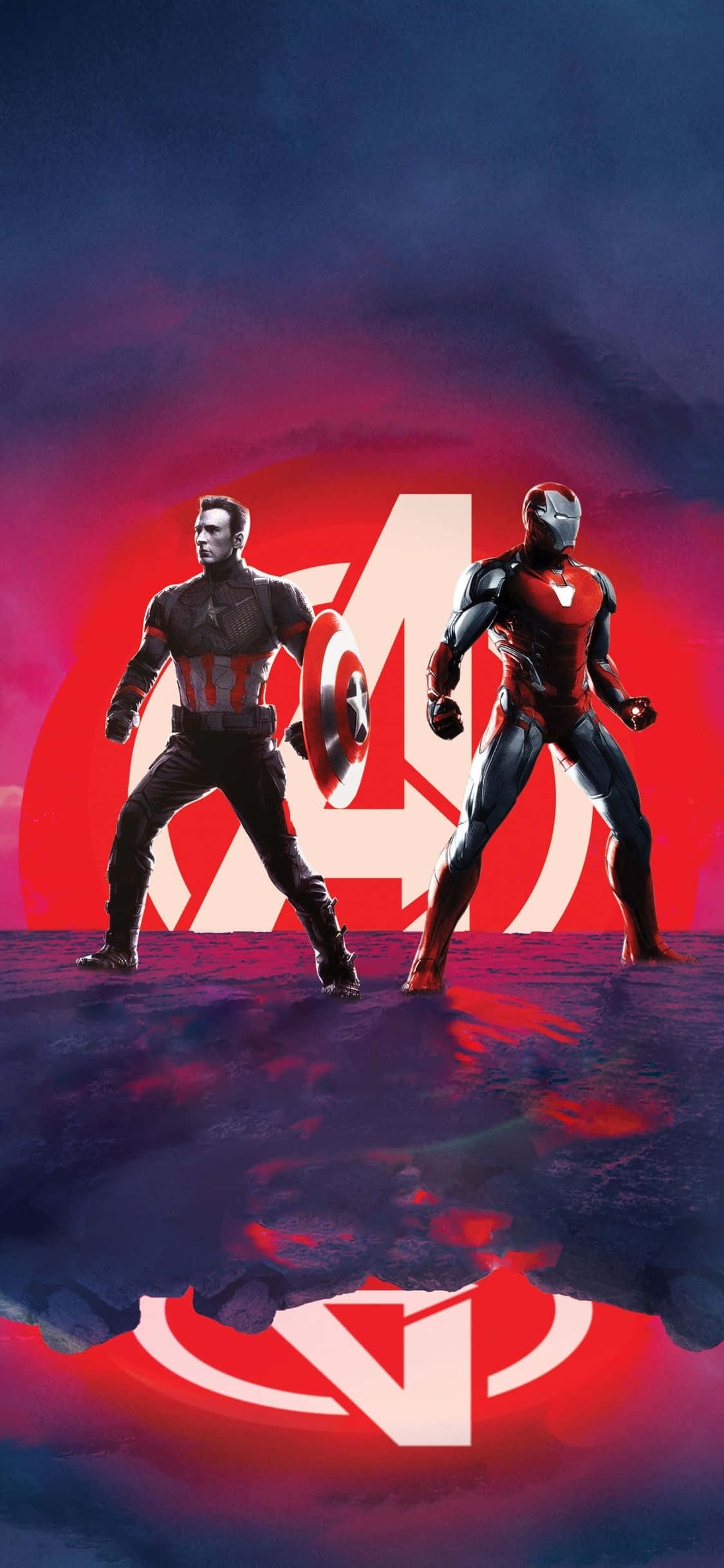 iPhone XS Avengers фон Железный человек и Капитан Америка Шпалери
