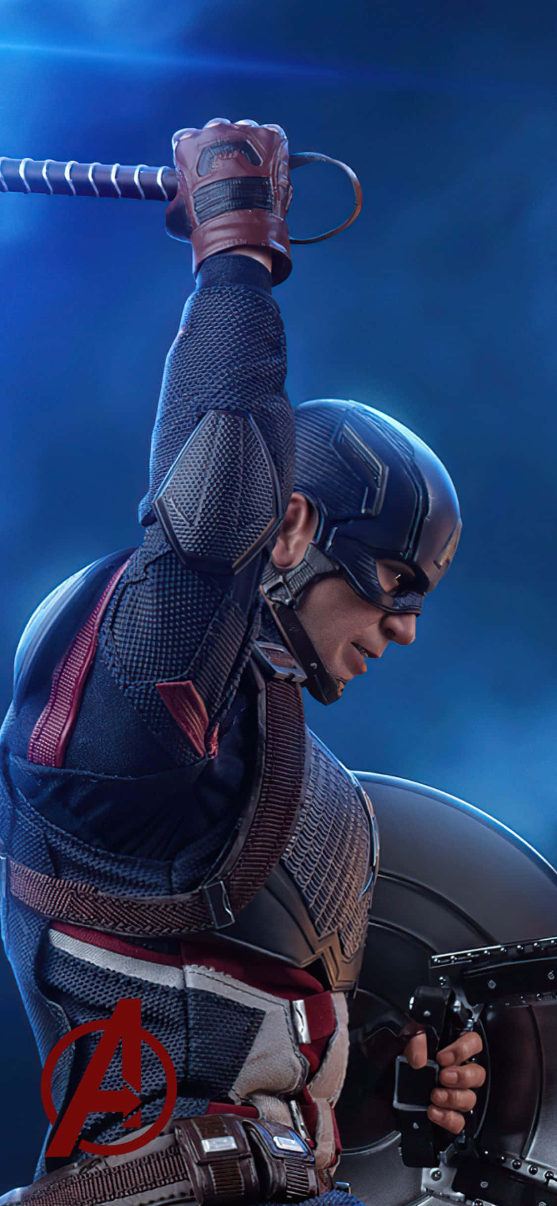 iPhone XS Avengers Background Captain America Wielding Thor's Hammer Шпалери