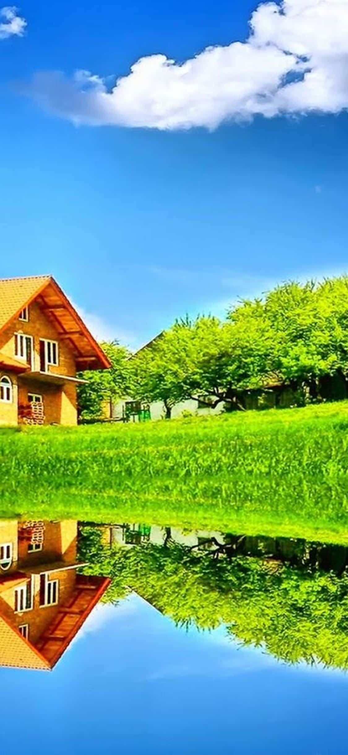 iPhone Xs Desktop Pc House Lake Background Шпалери