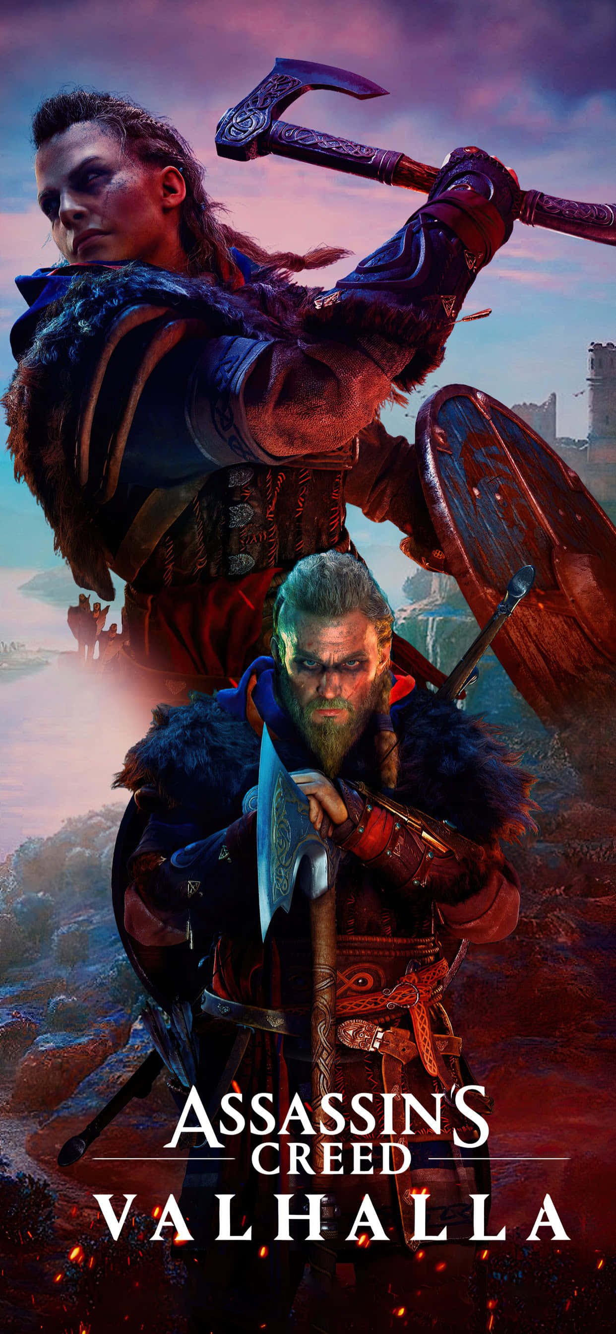 Цифровий ключ-арт iPhone Xs Max Assassin's Creed Valhalla Background Шпалери