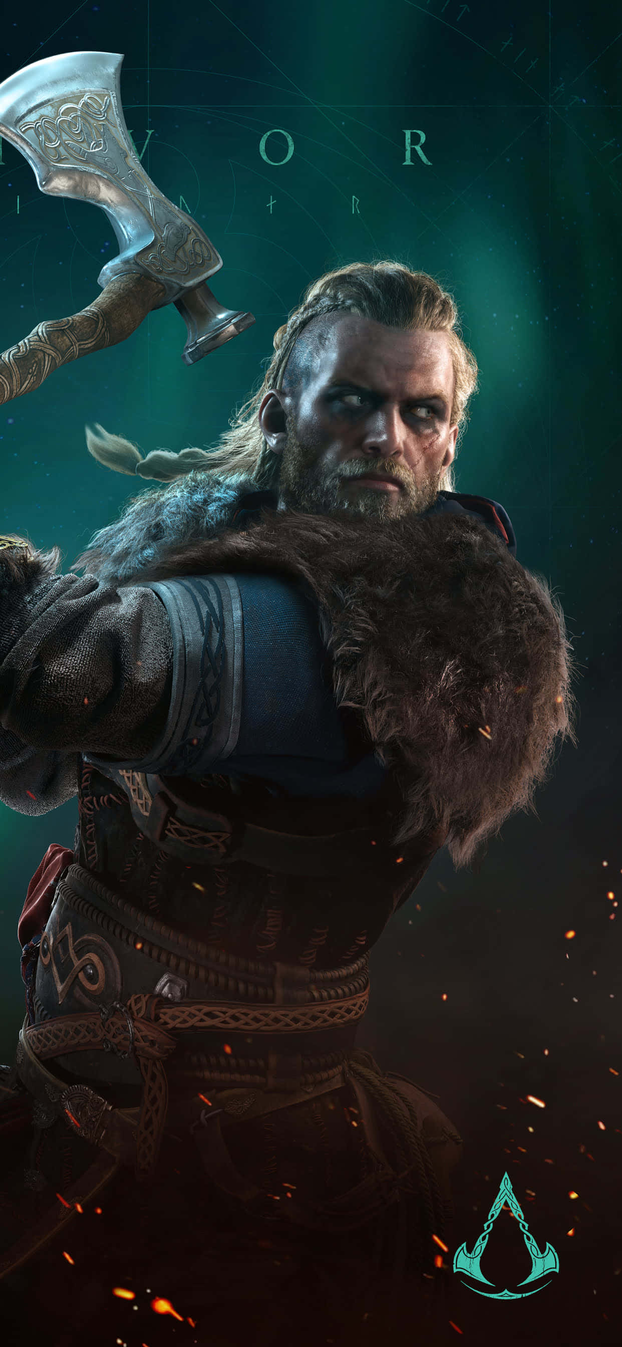 Эйвор с бородатым топором для iPhone Xs Max Assassin's Creed Valhalla Шпалери