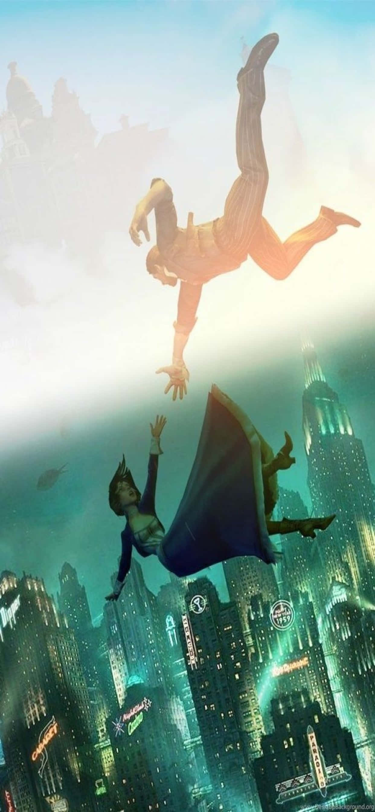 Падение iPhone XS Max Bioshock Infinite фон Шпалери