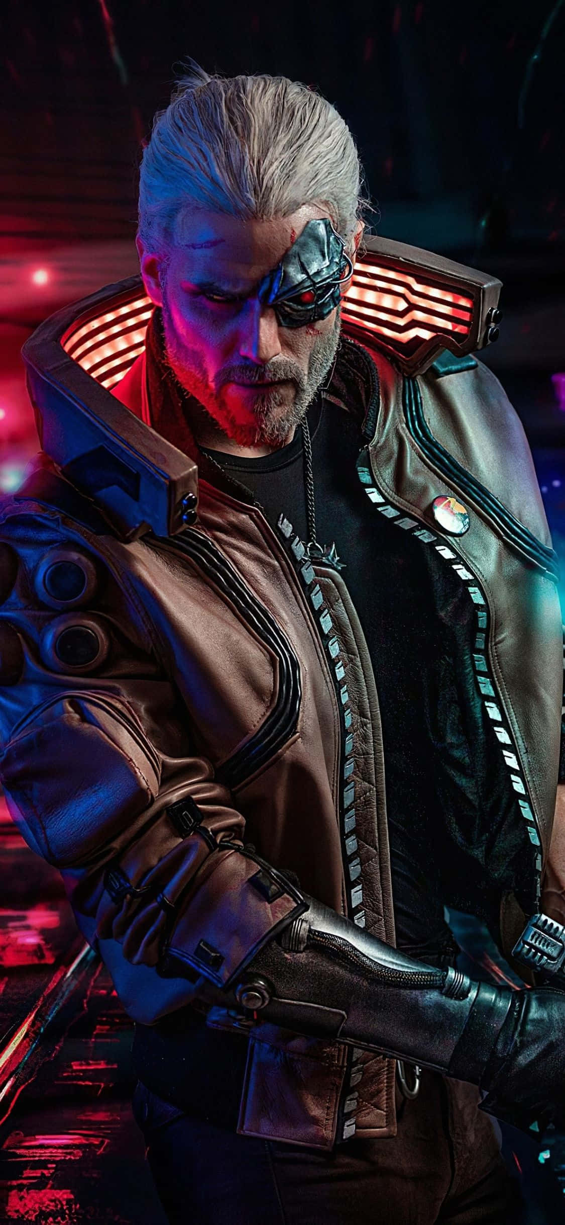 iPhone XS Max Cyberpunk 2077 Geralt Cosplay Фон Шпалери