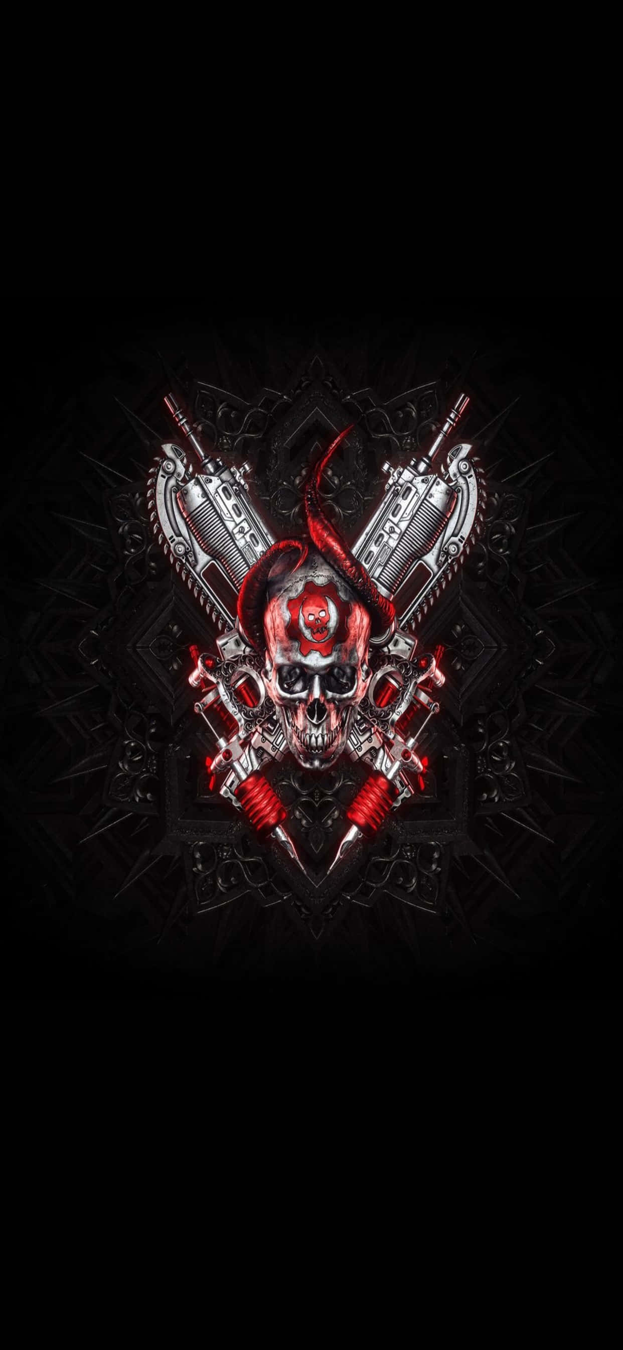 Фон iPhone XS Max с симметричным логотипом Gears of War 5 Шпалери