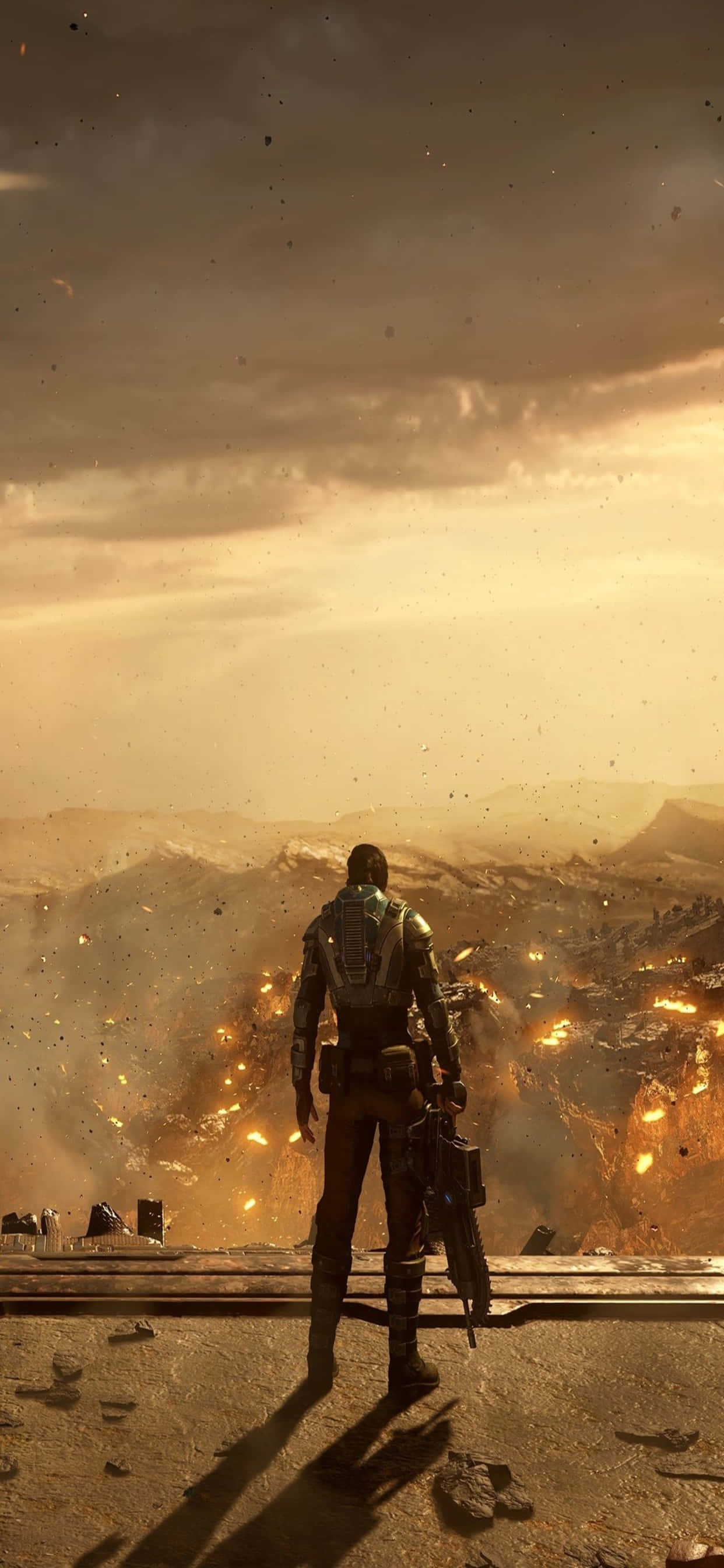 iPhone XS Max Gears Of War 5 Kait Sepia фон Шпалери