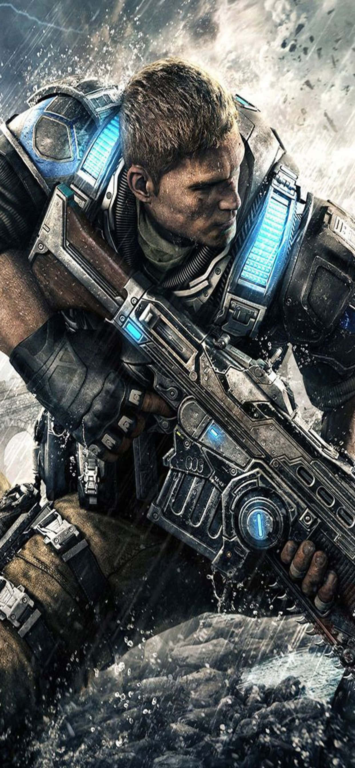 Фон iPhone XS Max с JD и винтовкой из Gears of War 5 Шпалери