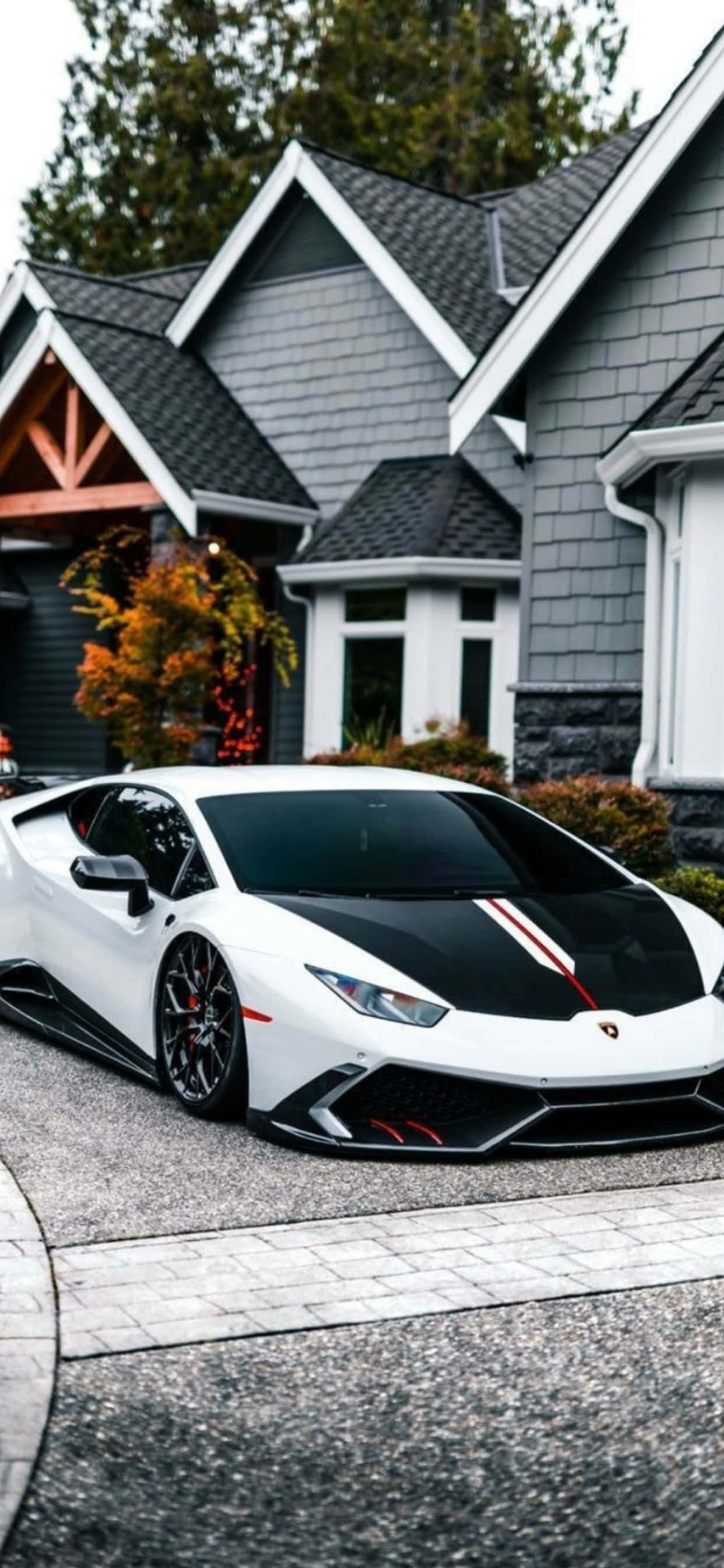 iPhone XS Max Lamborghini білый і чёрный фон Шпалери