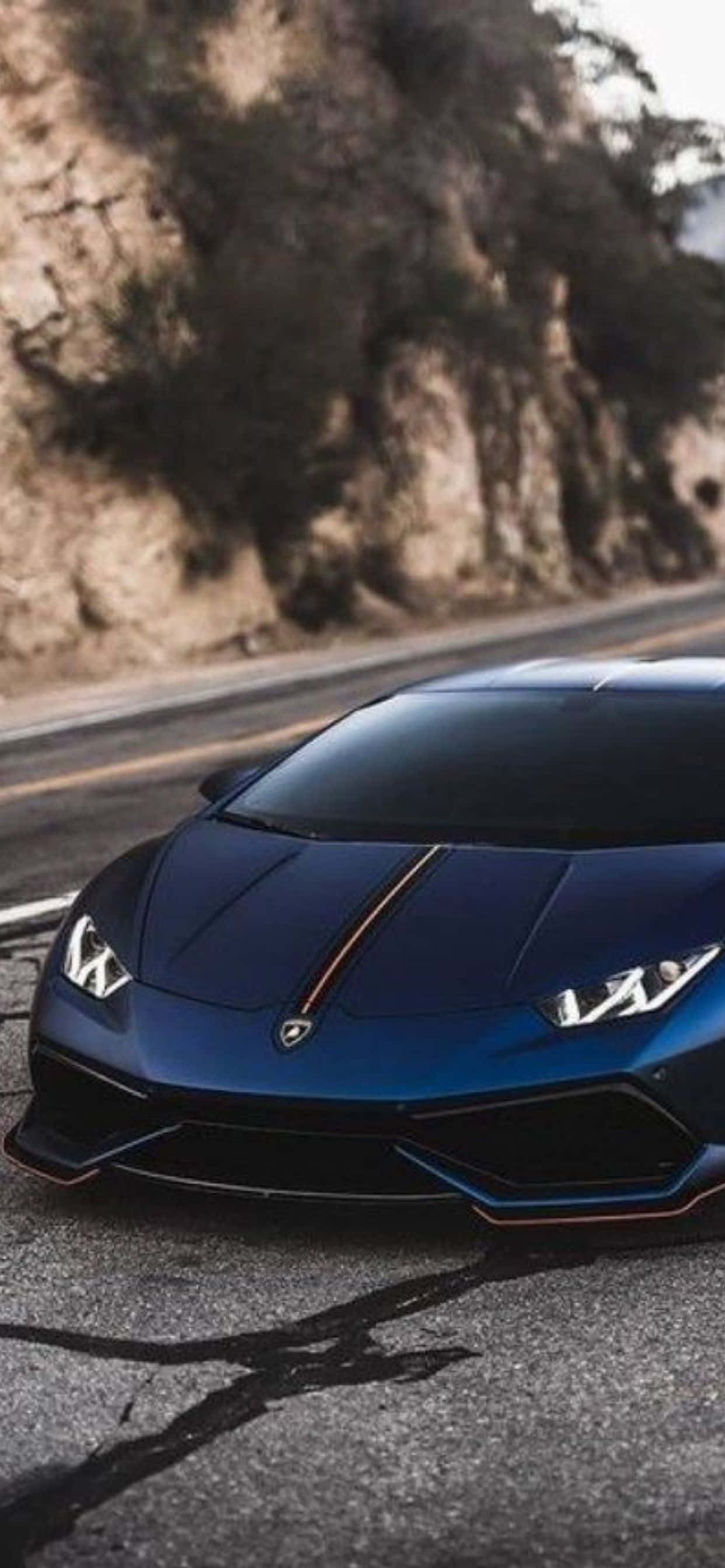 iPhone XS Max Lamborghini Blue Huracan фон Шпалери