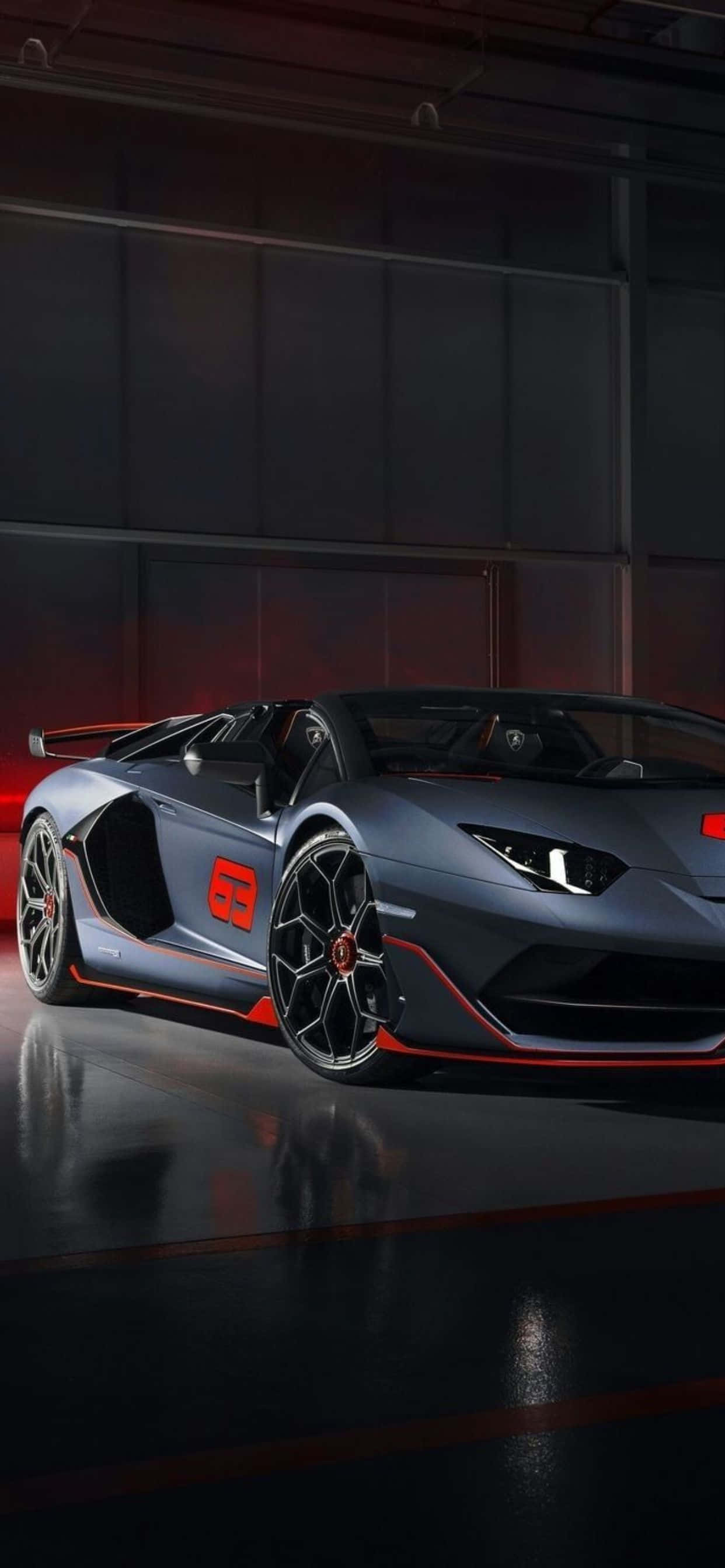 iPhone XS Max Lamborghini червоний і сірий фон Шпалери
