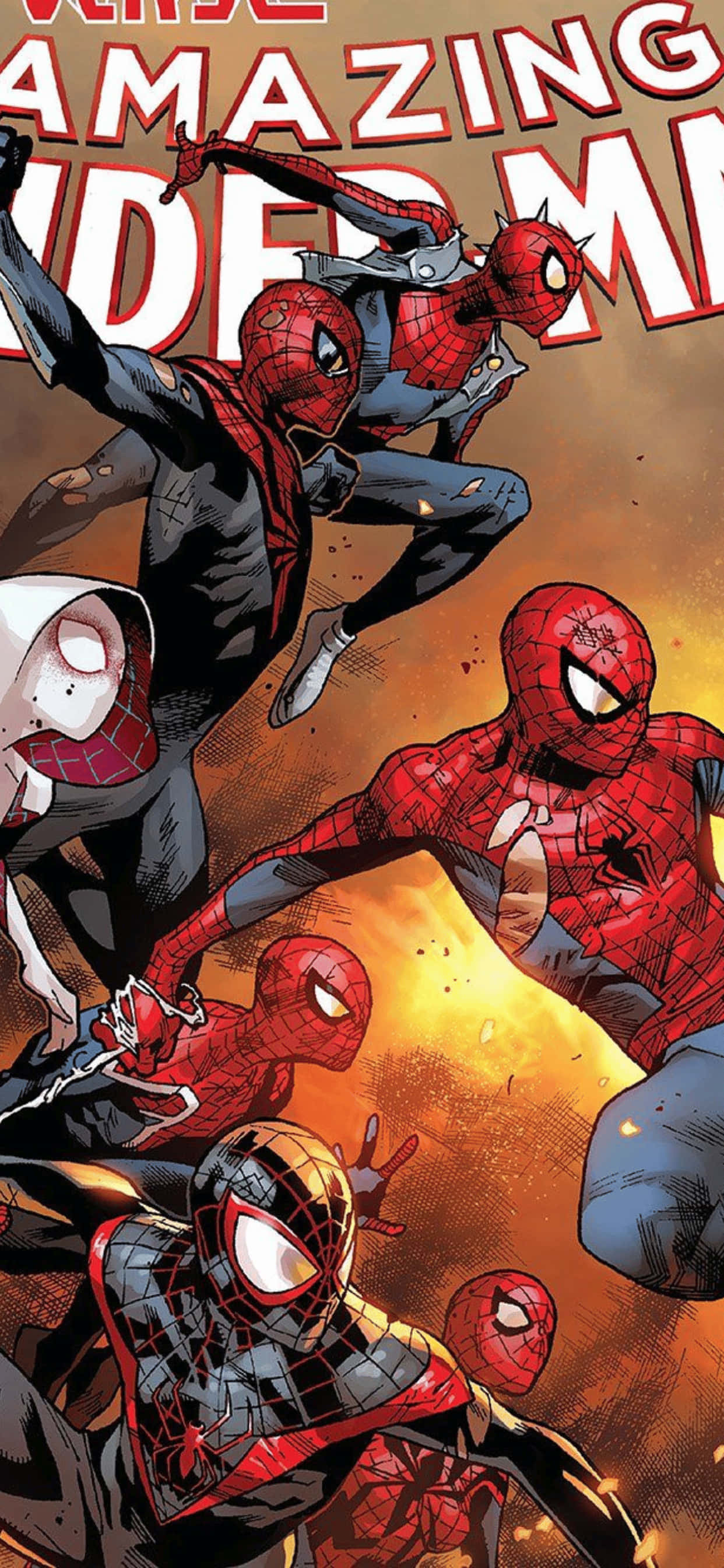 Фон iPhone XS Max Marvel Spiderman Multiverse Шпалери