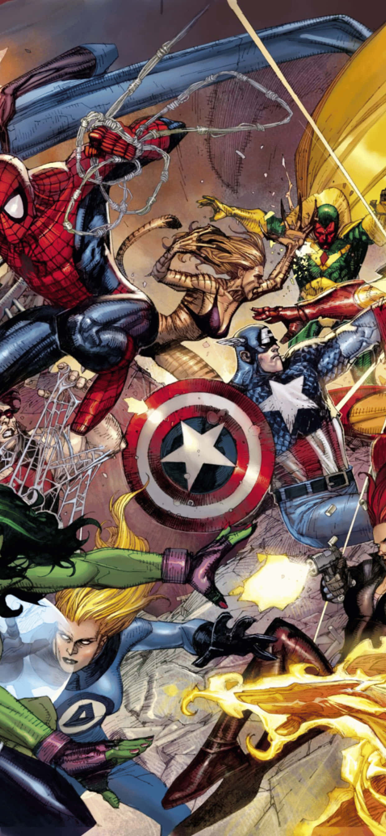 Фон iPhone XS Max Marvel Classic Comic Шпалери