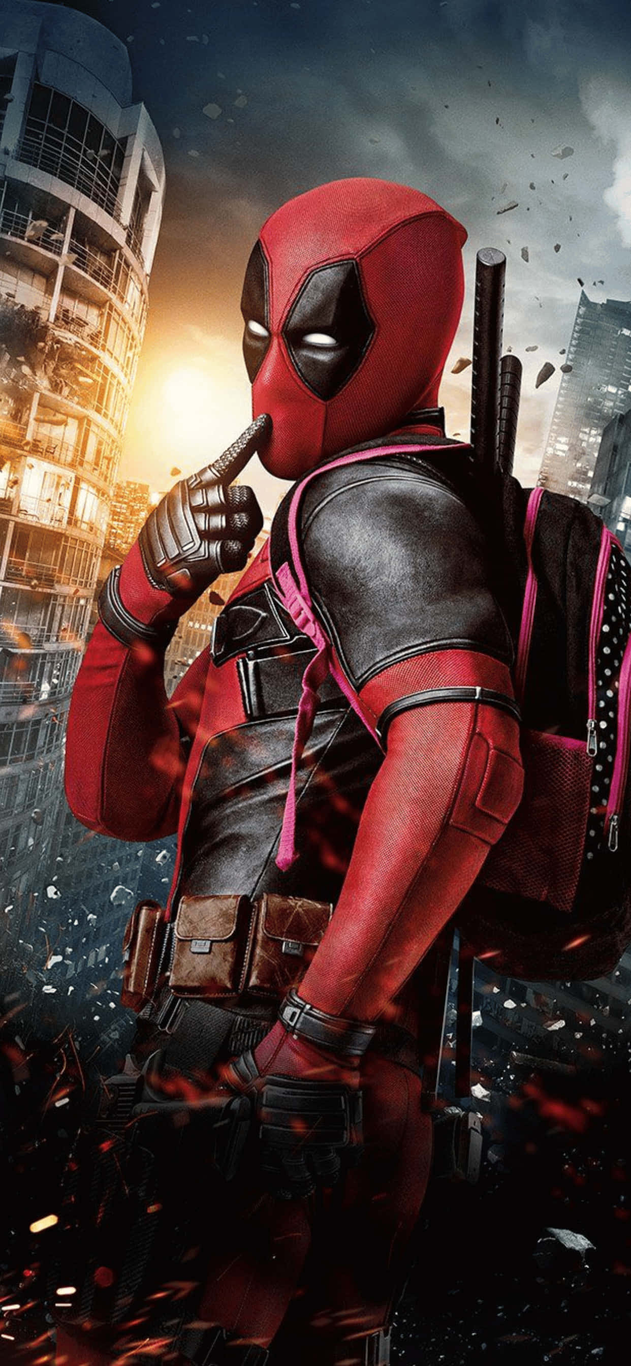 iPhone XS Max Marvel Deadpool Позирует Фон Шпалери