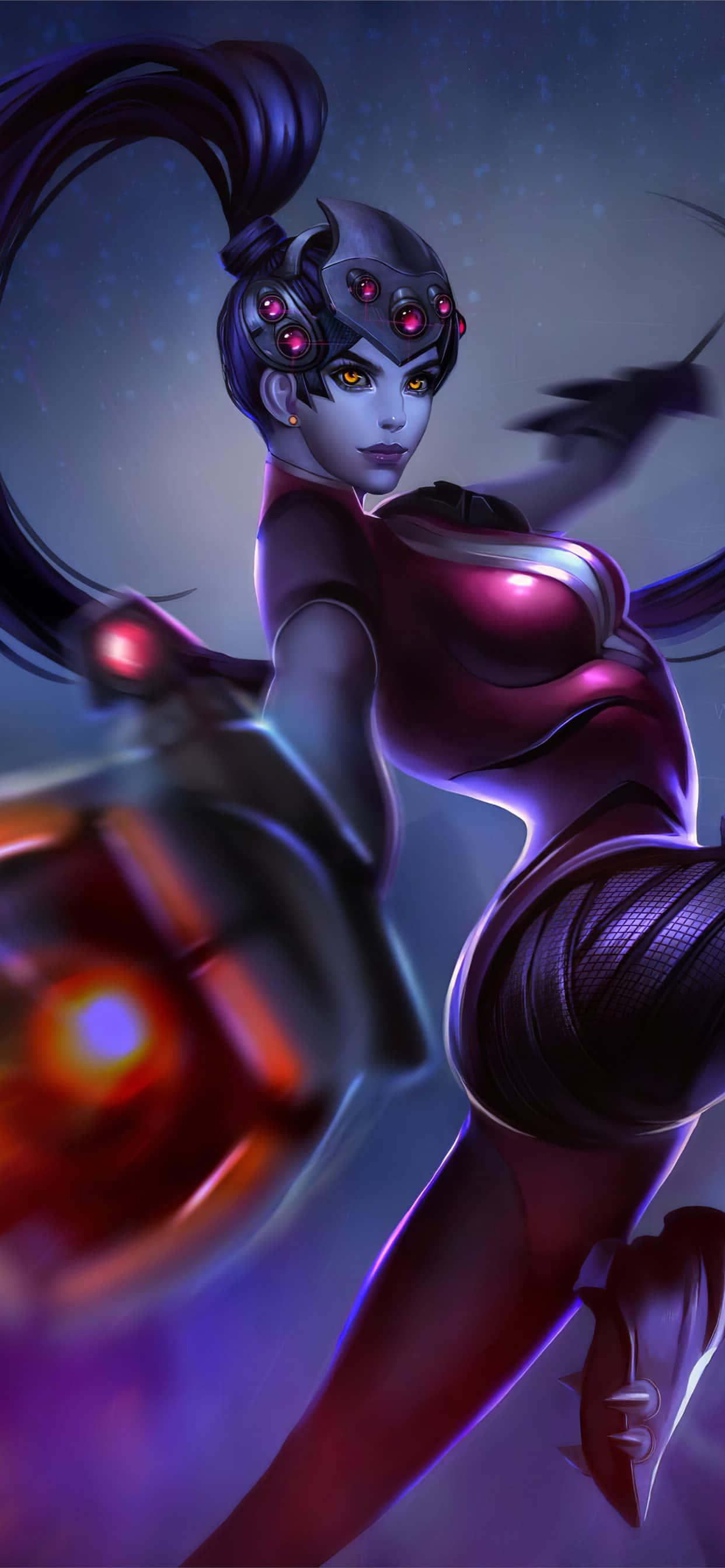 Фон для iPhone Xs Max Overwatch: Widowmaker цілиться з пістолета Шпалери
