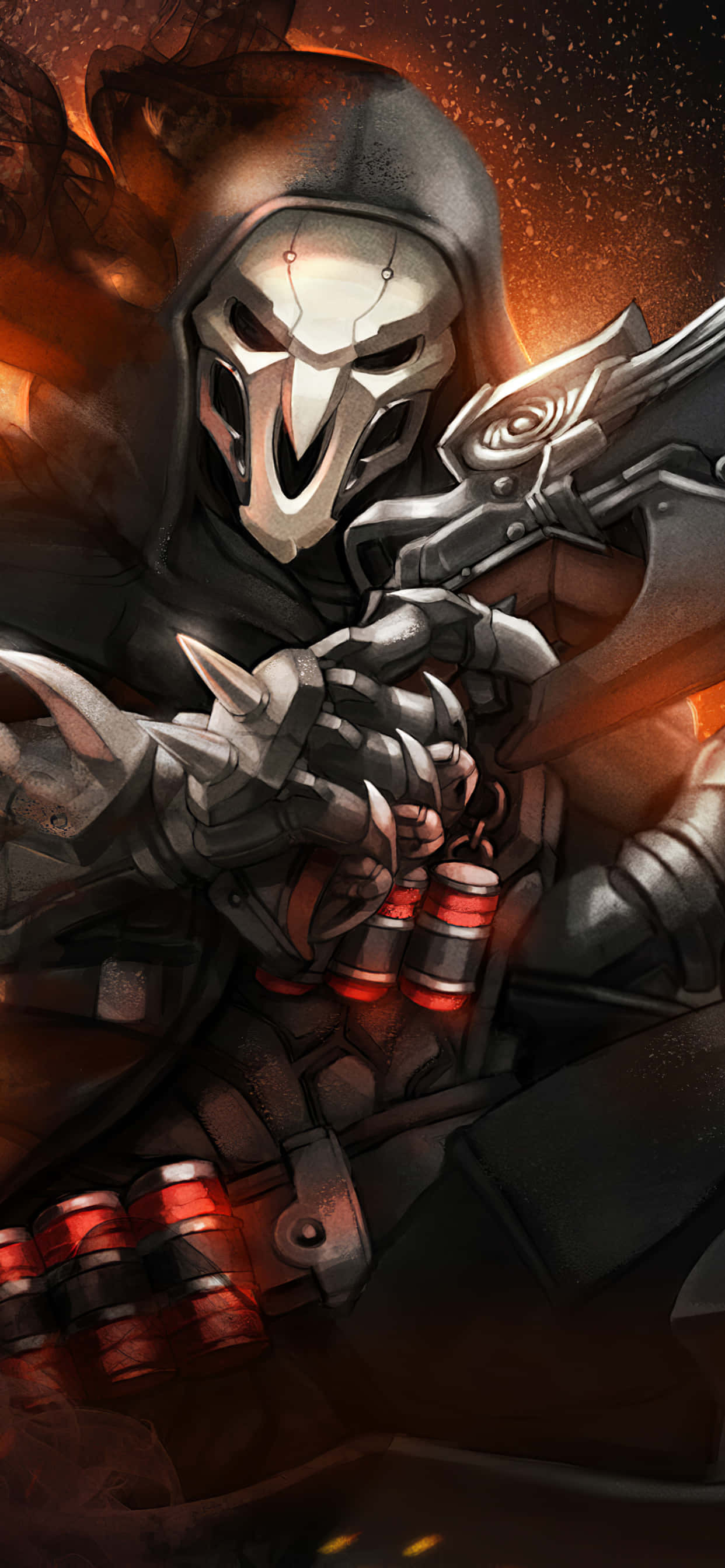 iPhone Xs Max Overwatch Фон с Крысоловом і його пістолетами Шпалери