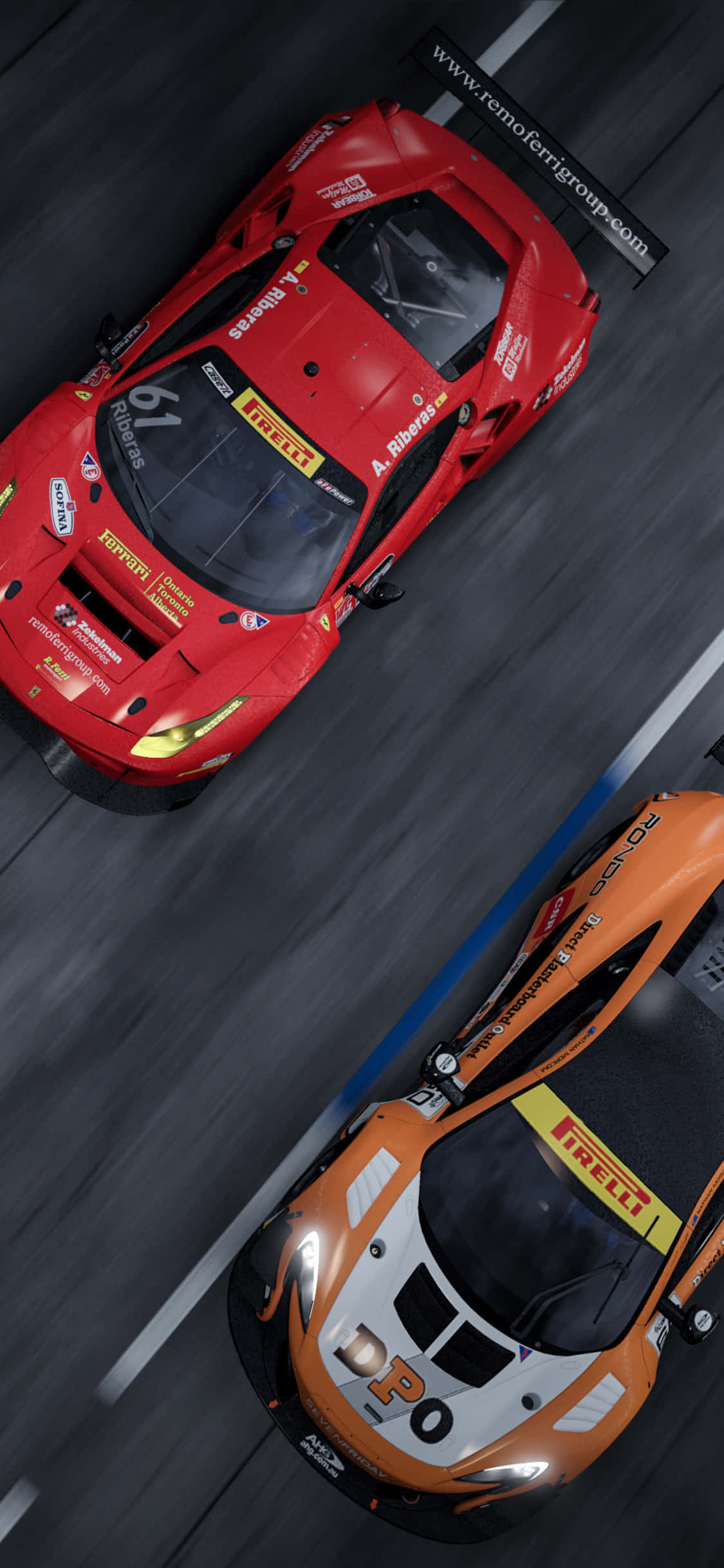 iPhone XS Max Project Cars 2 красная и оранжевая гоночные машины фон Шпалери