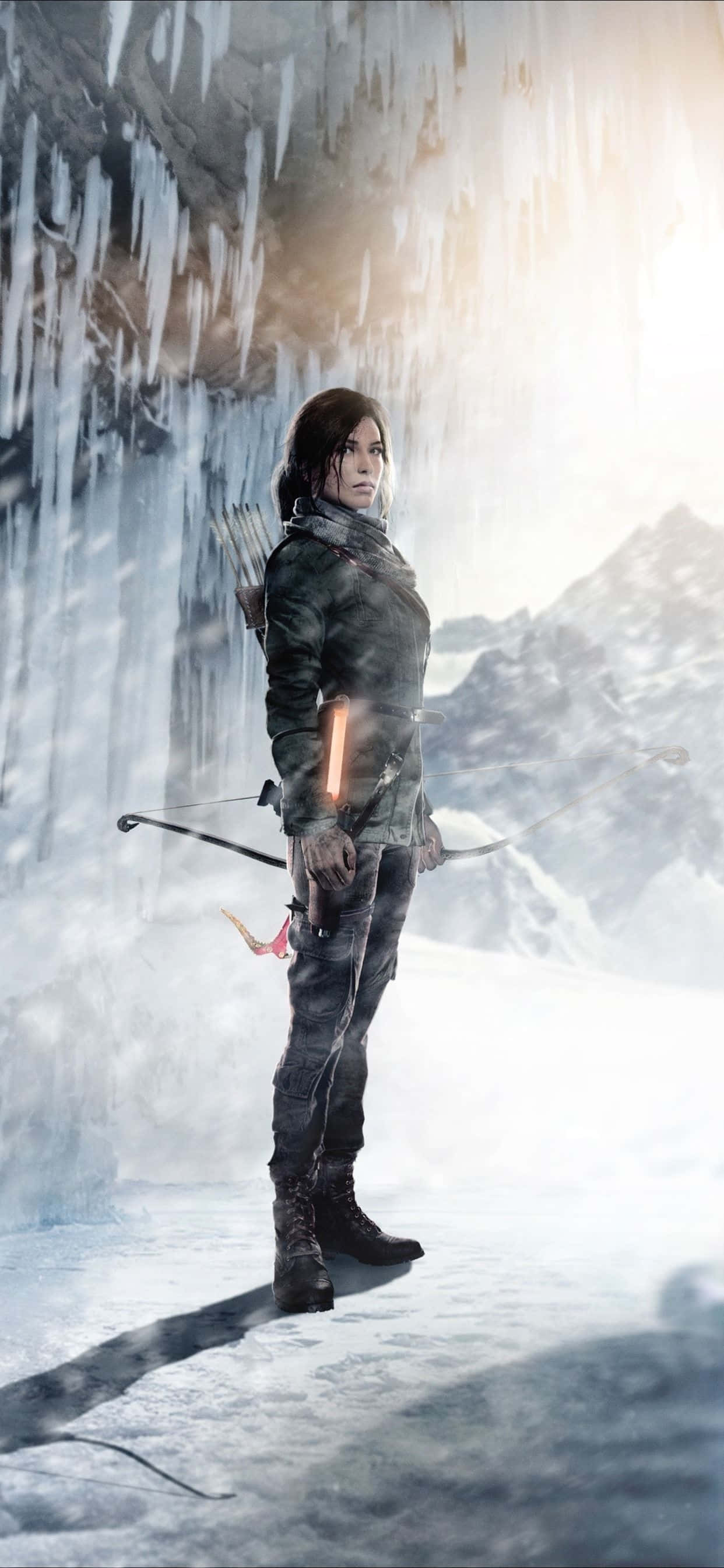 «Раскрывайте тайны и отправляйтесь в приключения на вашем iPhone Xs Max с Rise of the Tomb Raider» Шпалери