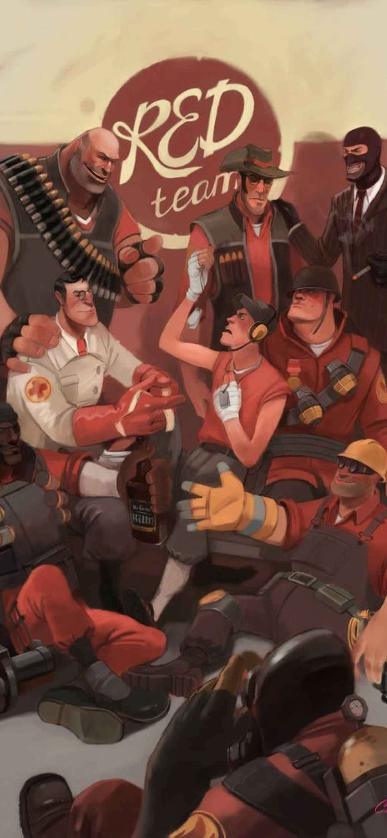 Персонажи Красной команды iPhone XS Max Team Fortress 2 фон Шпалери