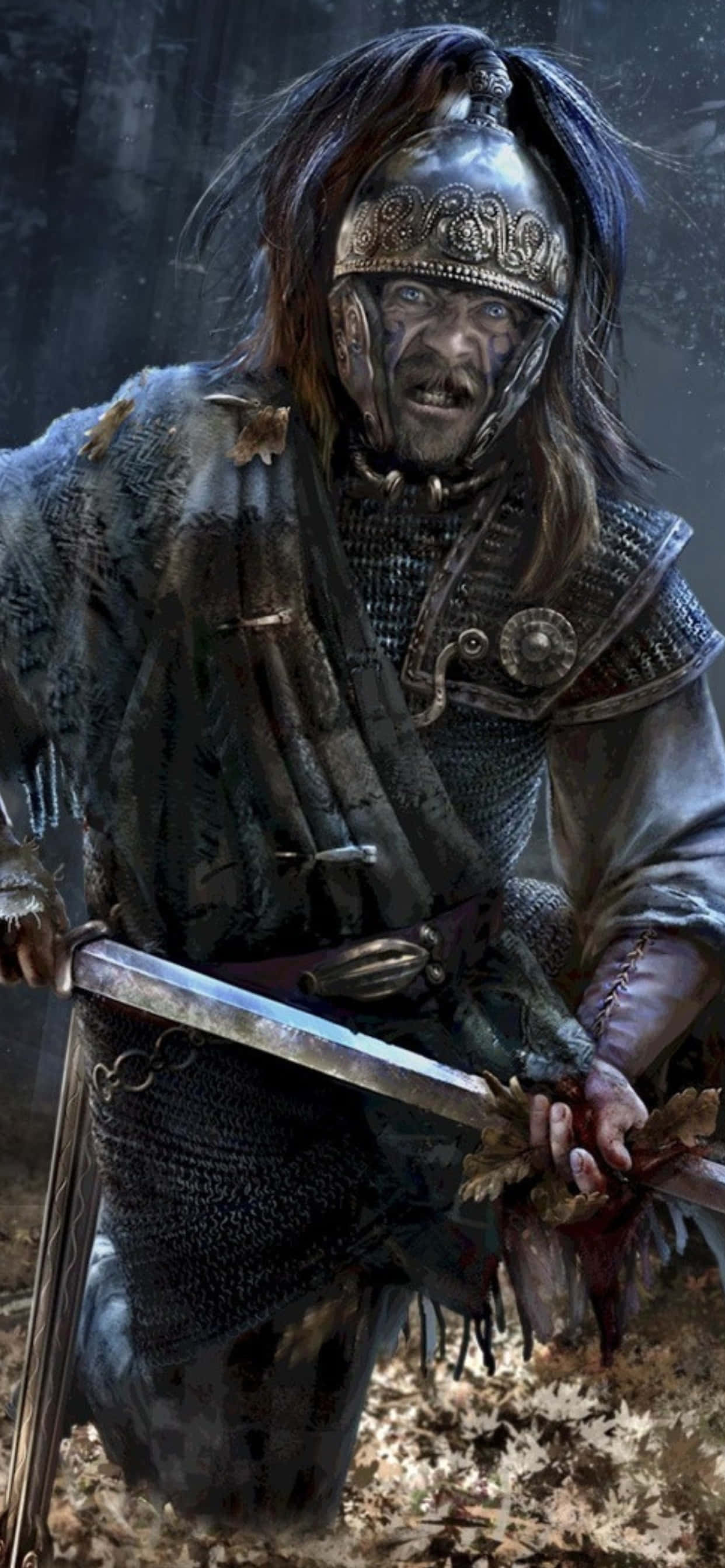 iPhone XS Max Total War Attila фон с кельтским воином Шпалери