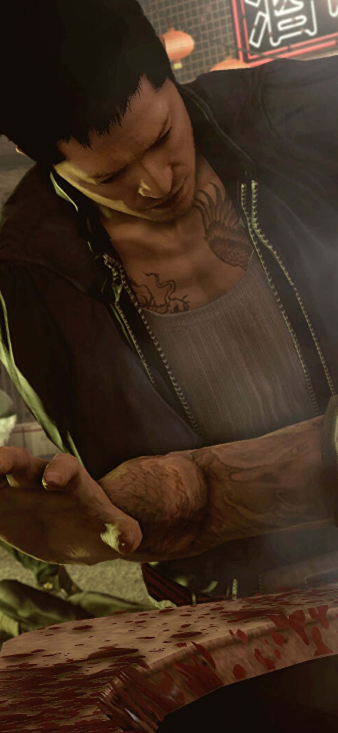 Фон iPhone Xs Sleeping Dogs: голова в вентиляції Шпалери