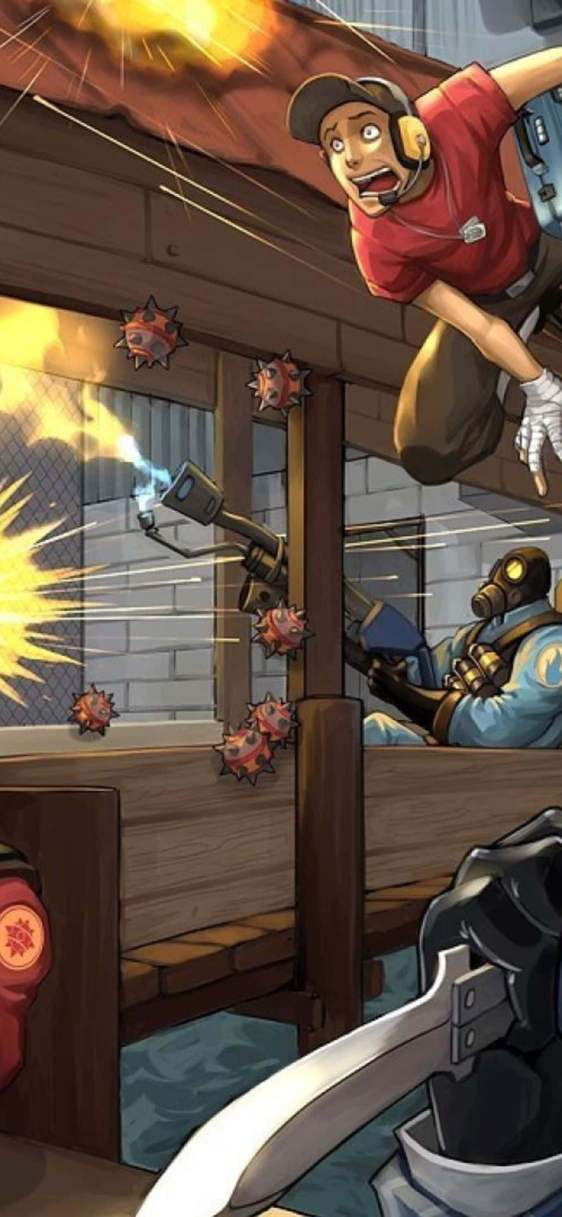 iPhone XS Team Fortress 2 Comic Art Style Background Шпалери