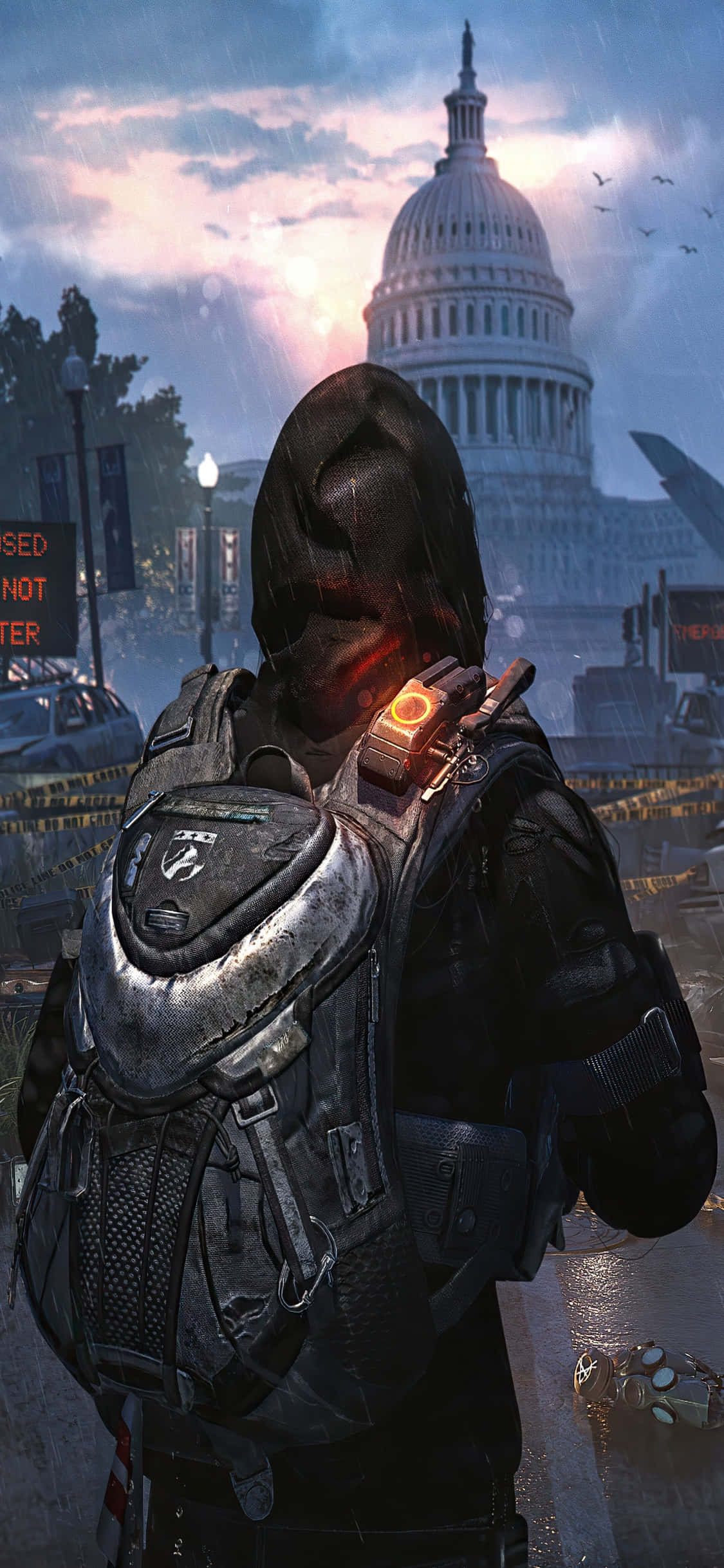 iPhone Xs The Division Фон: Чоловек в капюшоне в Вашингтоне Шпалери