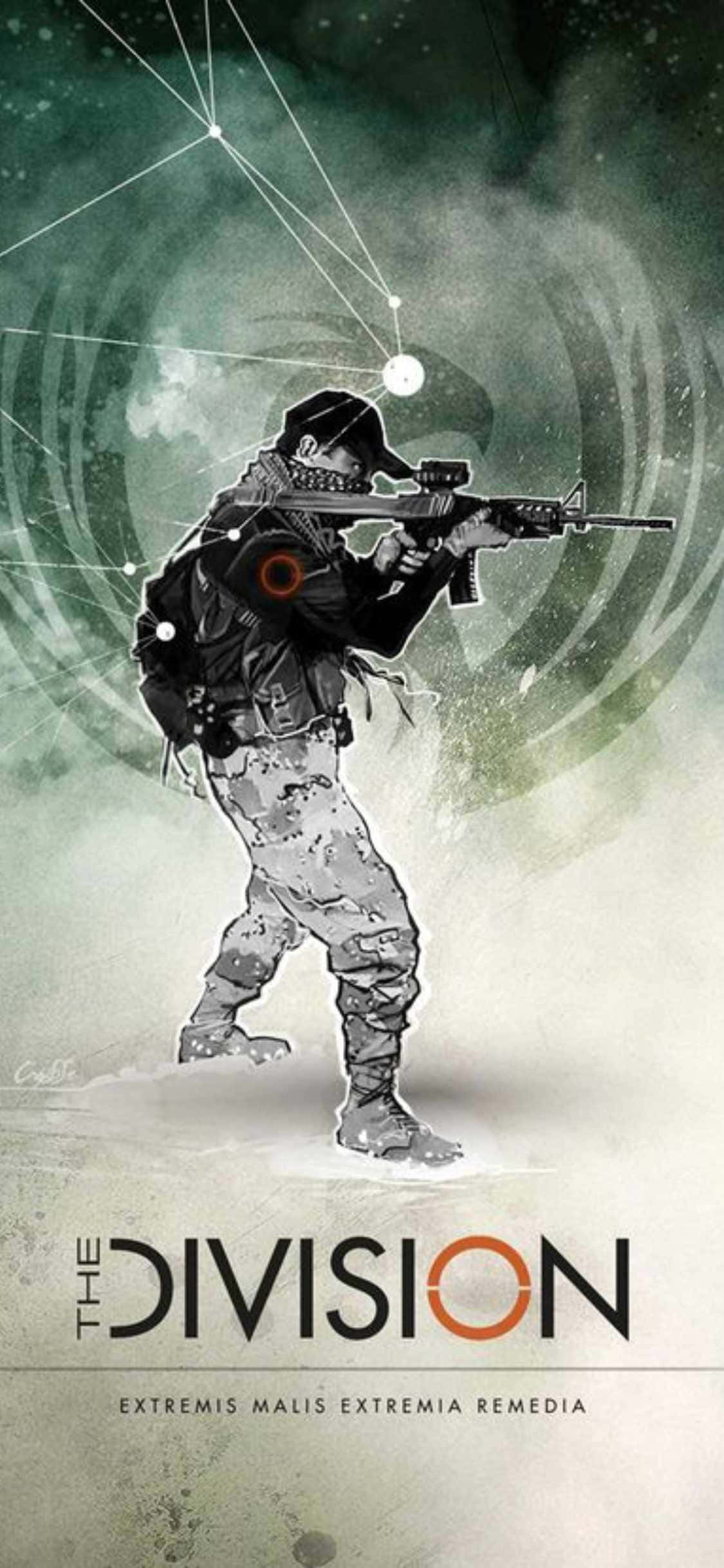 iPhone Xs The Division Фоновый постер гри ігри с прицеливающимся чоловеком Шпалери