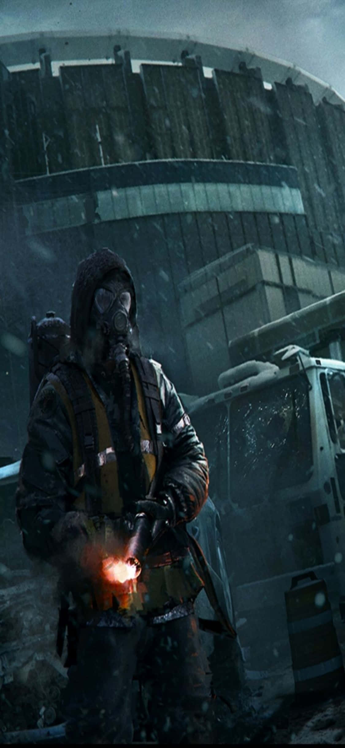 iPhone Xs The Division Фон: Чоловек в снегу Шпалери