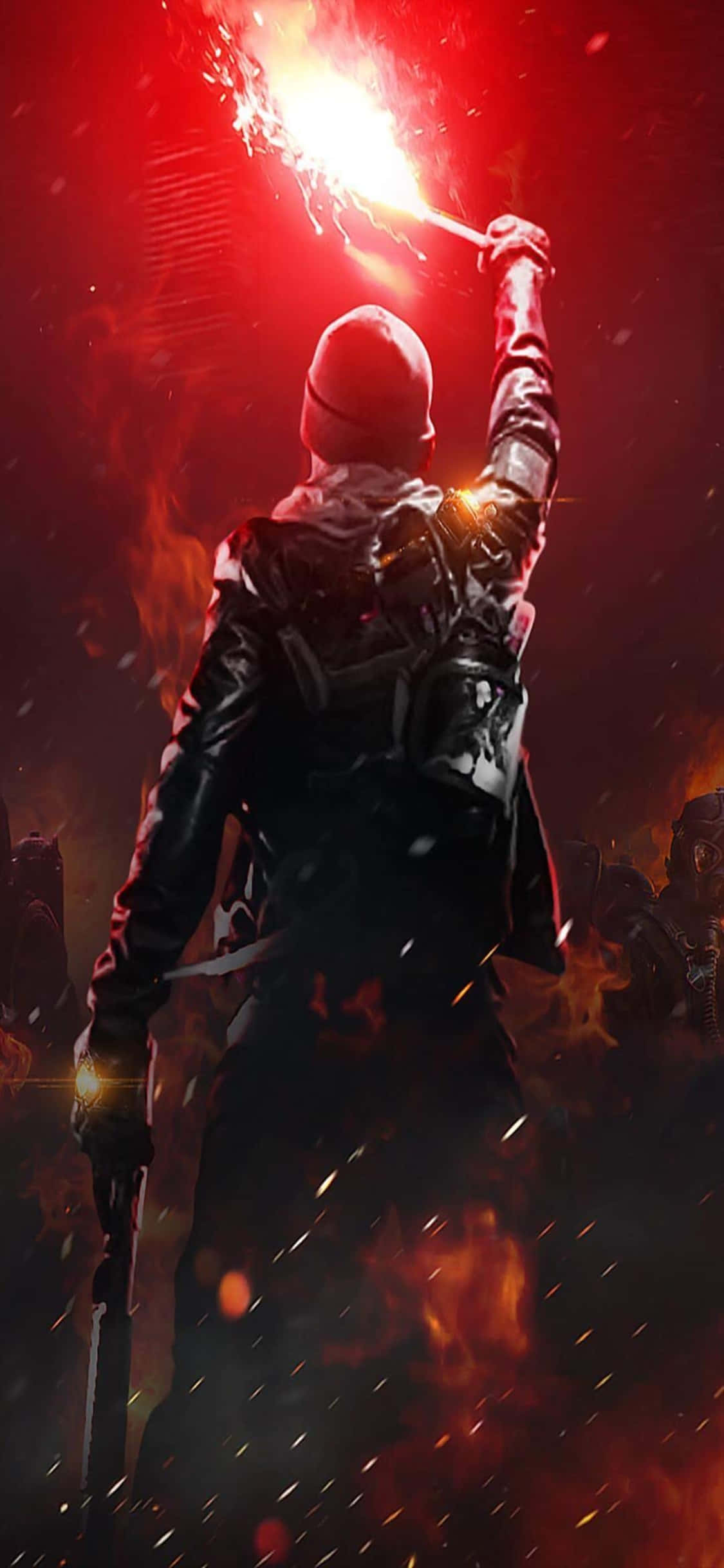 iPhone Xs The Division фон мужчина с сигнальным пистолетом Шпалери