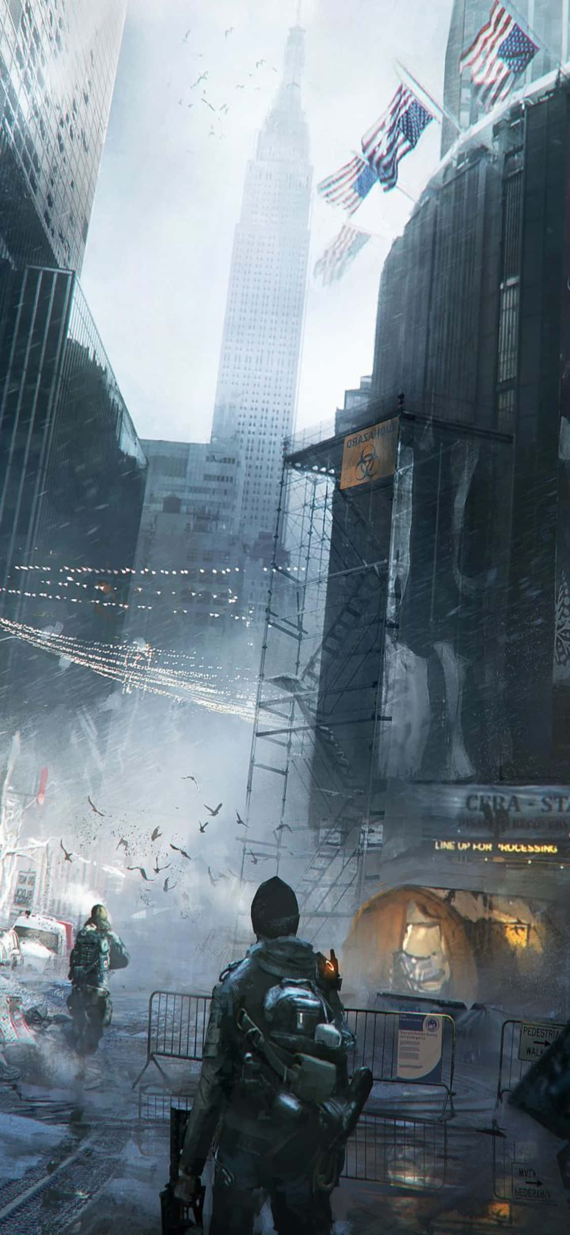 iPhone Xs The Division Фон — отряд, движущийся сквозь дым Шпалери