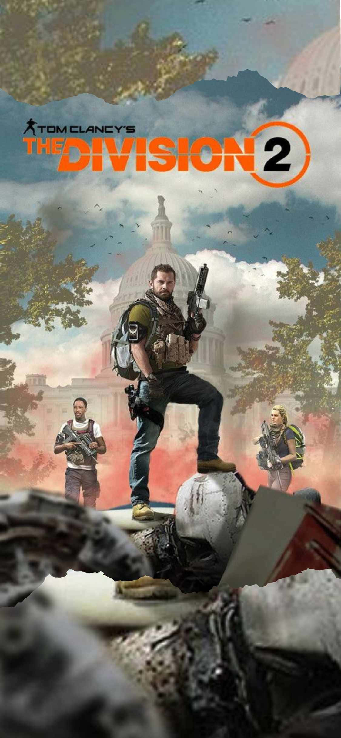 iPhone Xs The Division Фон — відряд на вершині руин Шпалери
