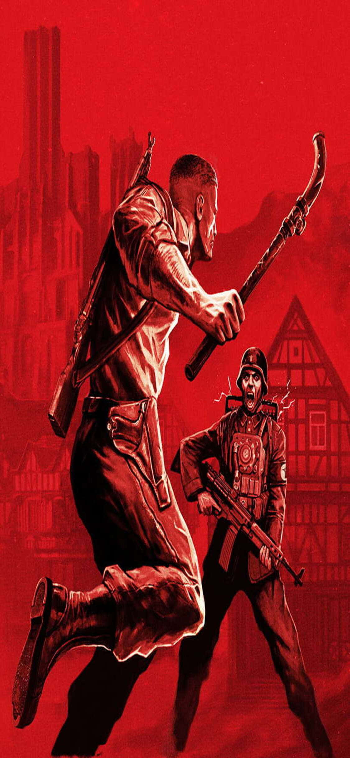 iPhone Xs с новейшей видеоигрой Wolfenstein II Шпалери