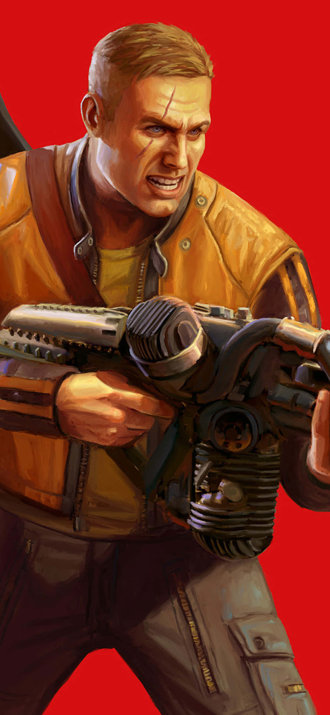 Фон iPhone Xs Wolfenstein II: Террор Билли стреляет из ружья Шпалери