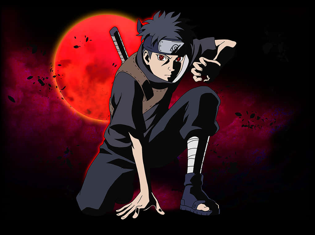 Itachi Uchiha на фоні червоного місяца Шпалери