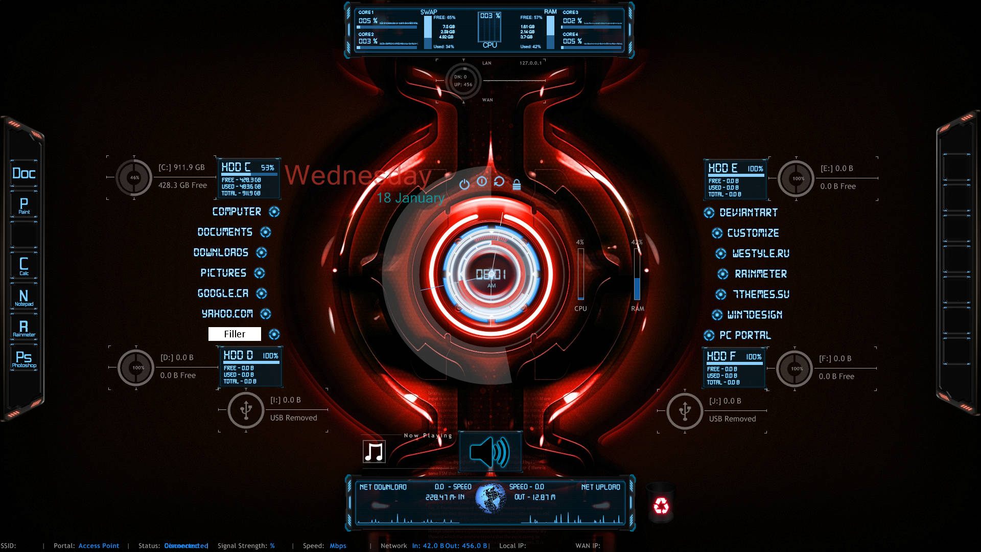 JARVIS на скіні Rainmeter Шпалери