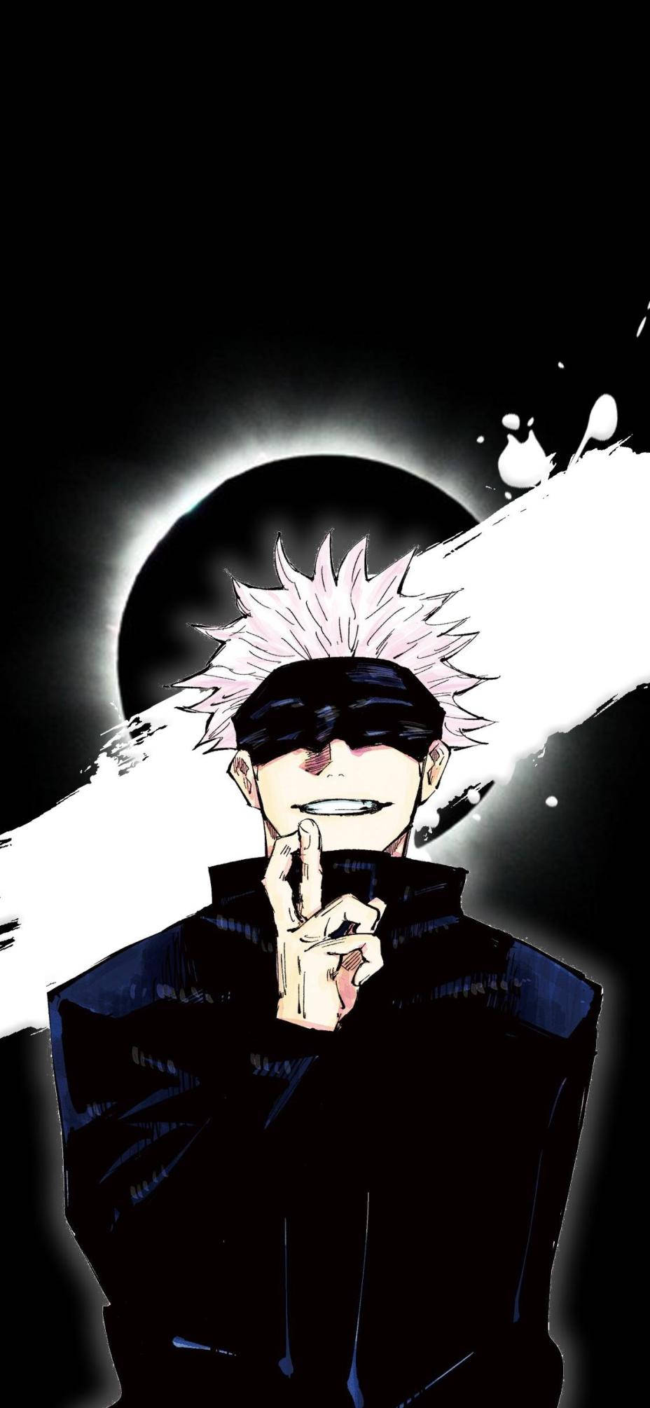 Вишуканий фанарт Сатору Годжо на тлі місяця – шпалери для телефону Jujutsu Kaisen Шпалери