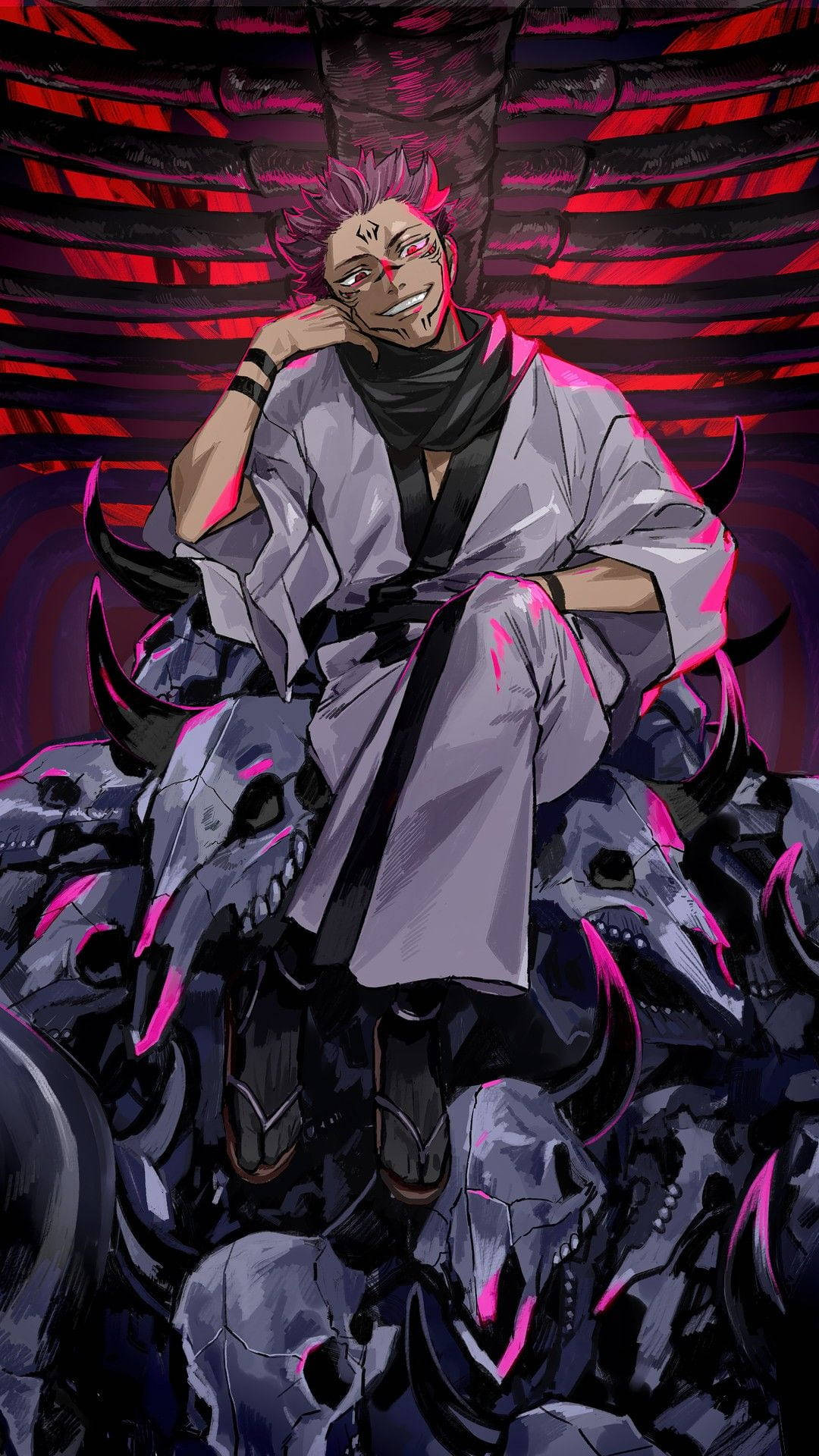 Загрозливий Сукуна Jujutsu Kaisen для iPhone Шпалери
