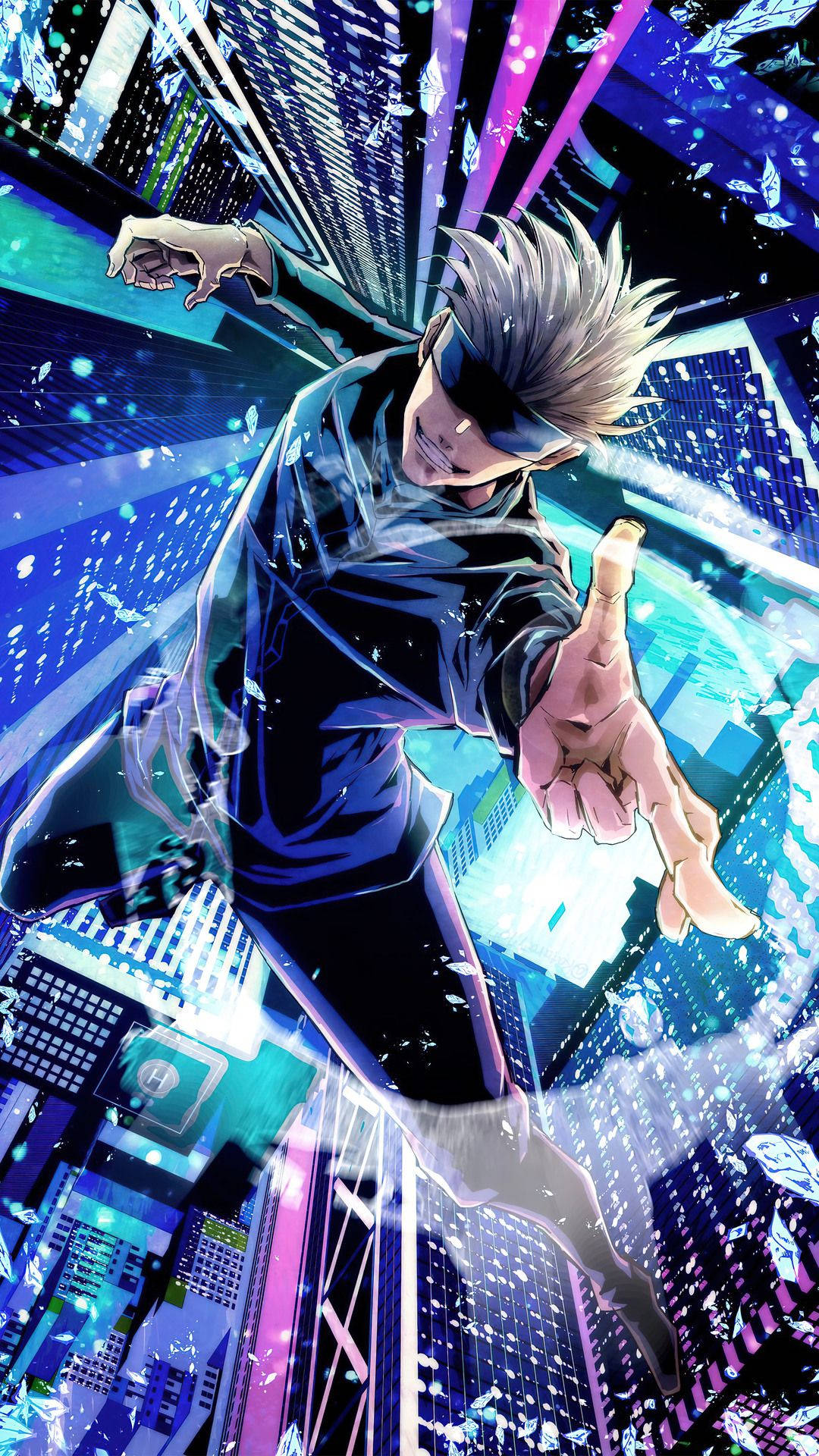 Ґодзьо Сатору хмарочоси Jujutsu Kaisen iPhone Шпалери